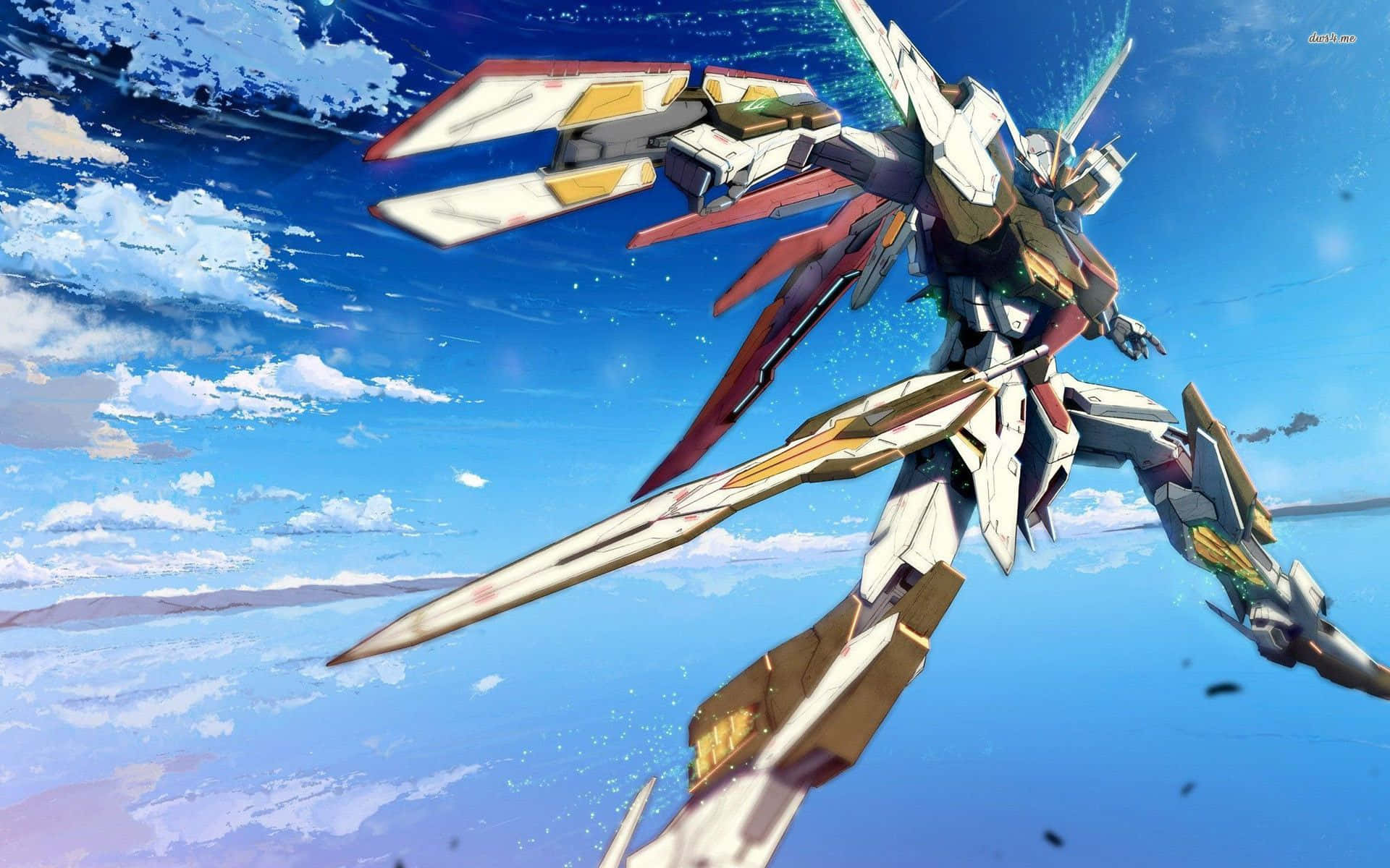 Κίτρινο και Λευκό Gundam Επιφάνειας Εργασίας Ταπετσαρία
