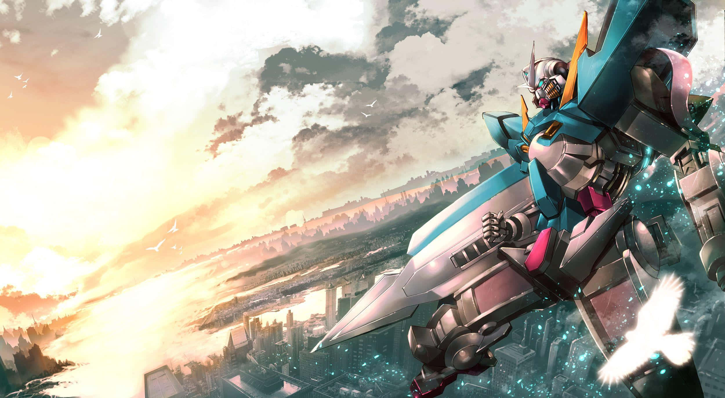Gundam Desktop με Τιρκουάζ Απόχρωση Ταπετσαρία