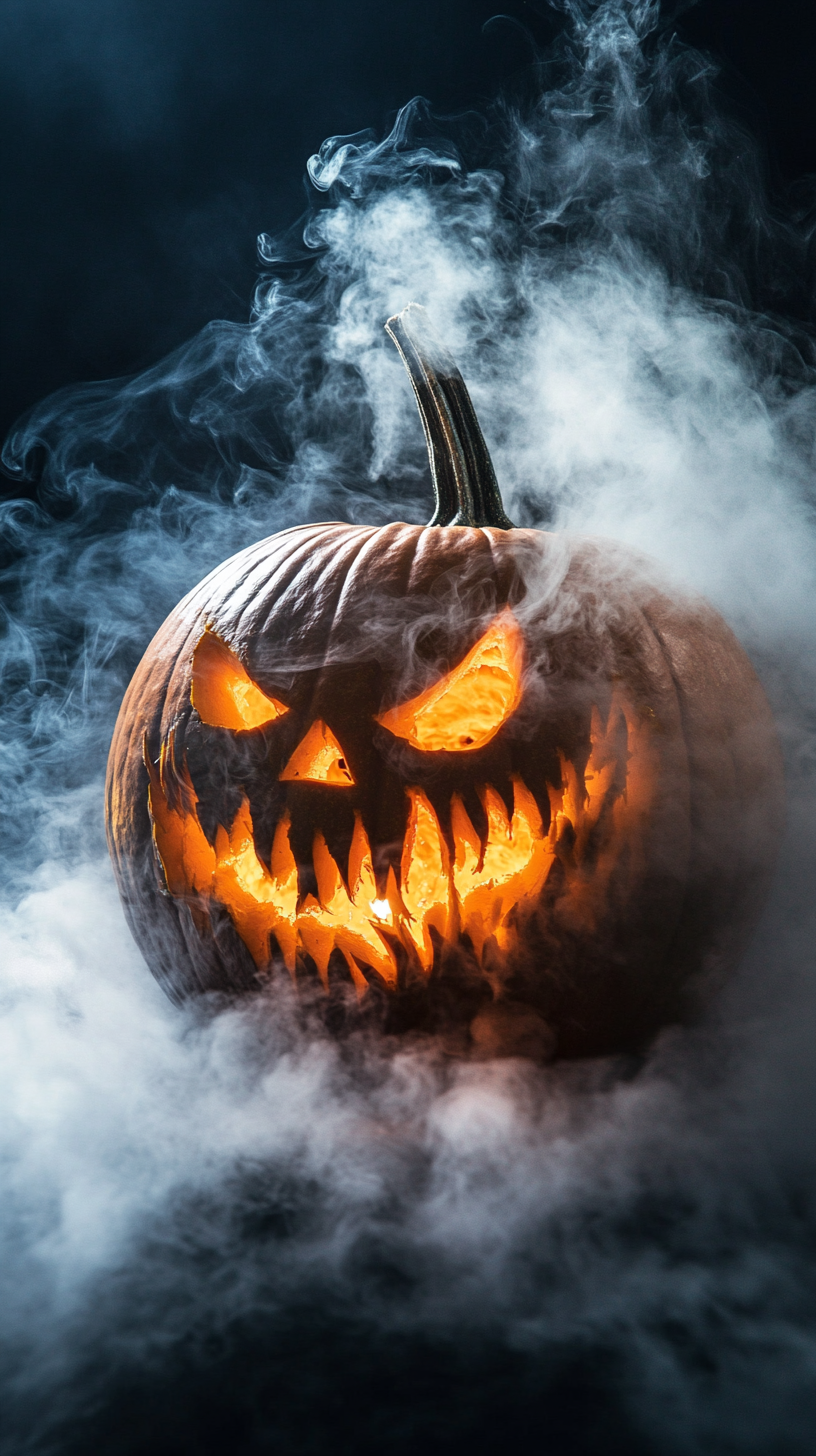 φόντο προϊόντος Halloween κολοκύθα 3D φθινοπωρινή πλατφόρμα σκηνή καπνού Ταπετσαρία