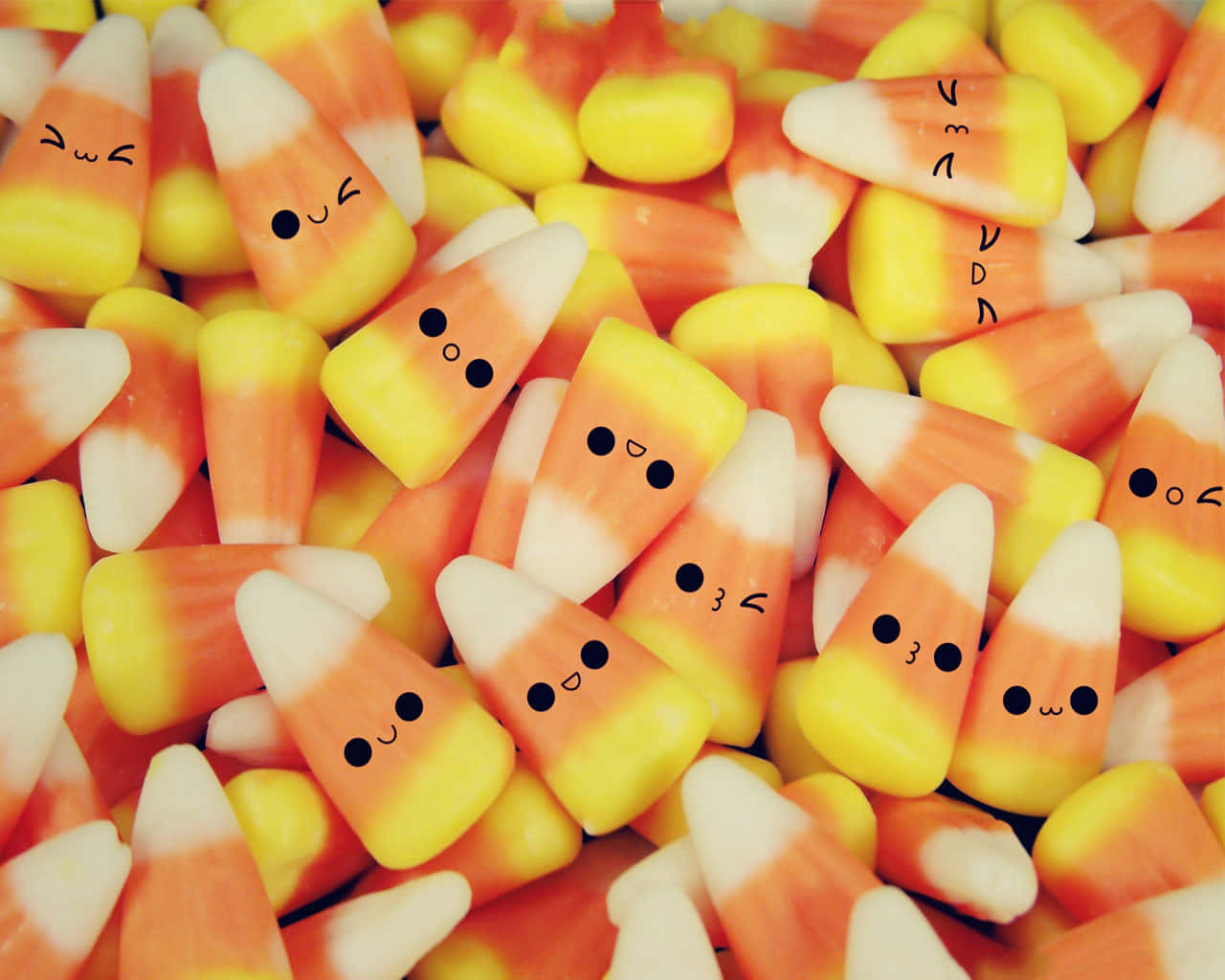 Χαριτωμένες Καραμέλες Halloween σε Απαλά Χρώματα Ταπετσαρία