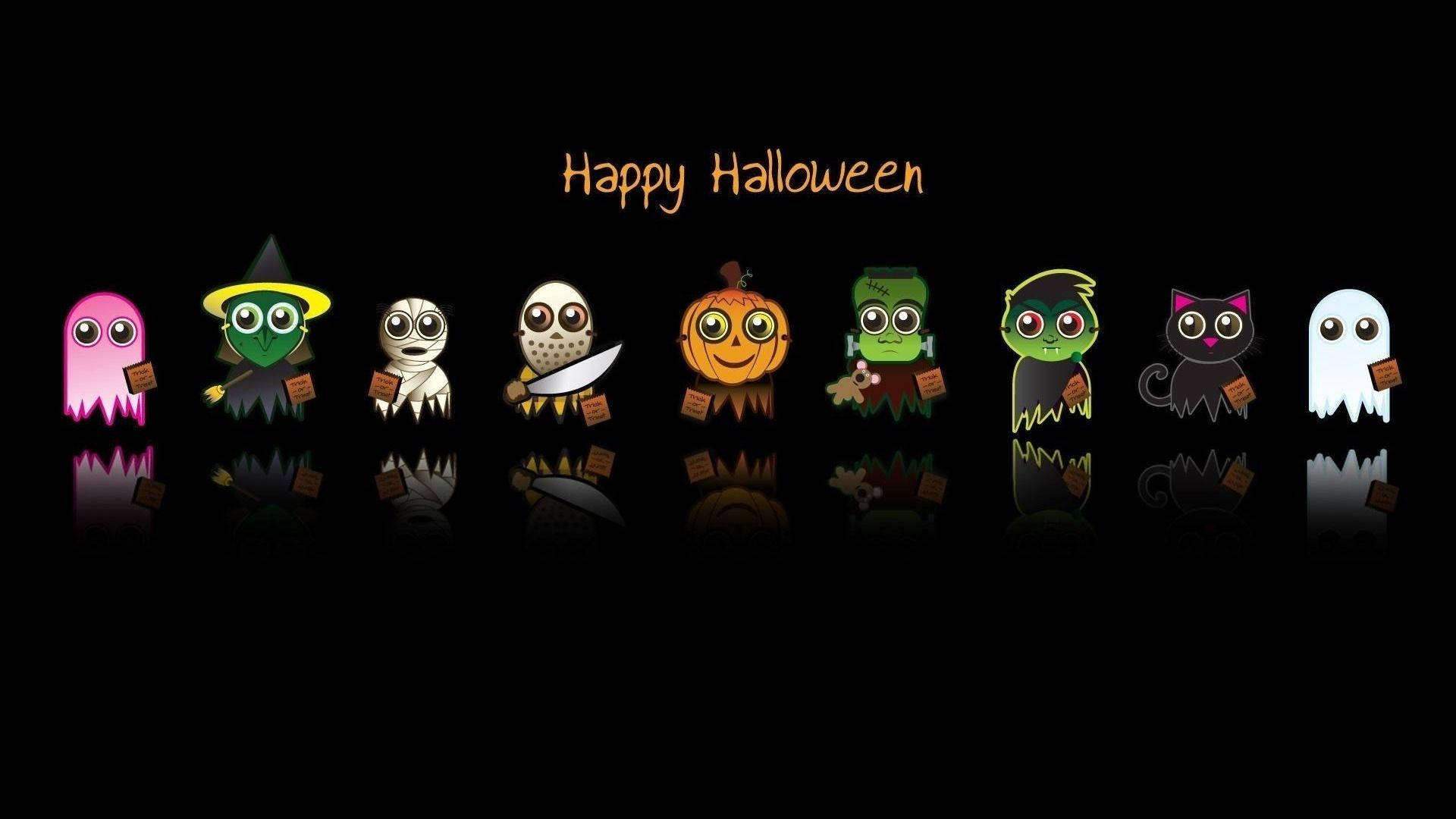 Καρτούν χαρακτήρες Halloween στο σκοτάδι Ταπετσαρία