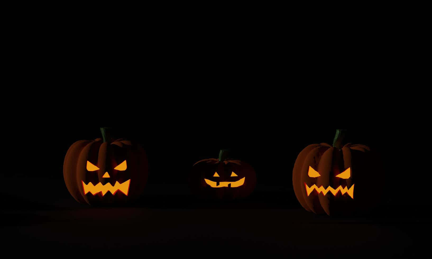 Τρία Κολοκύθια Halloween σε Σκούρο Φόντο Ταπετσαρία