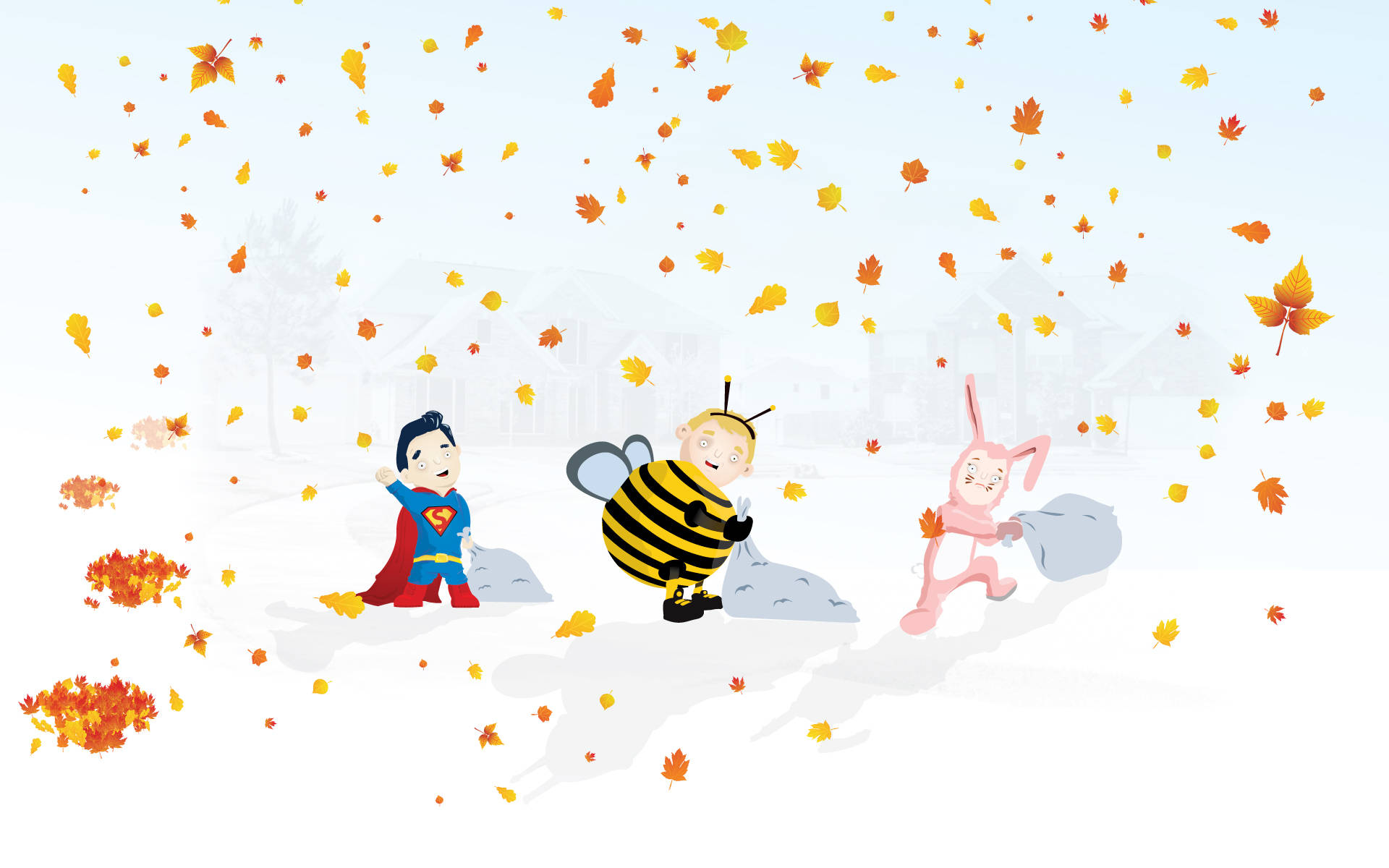 Χαριτωμένα Παιδιά Halloween το Φθινόπωρο Ταπετσαρία