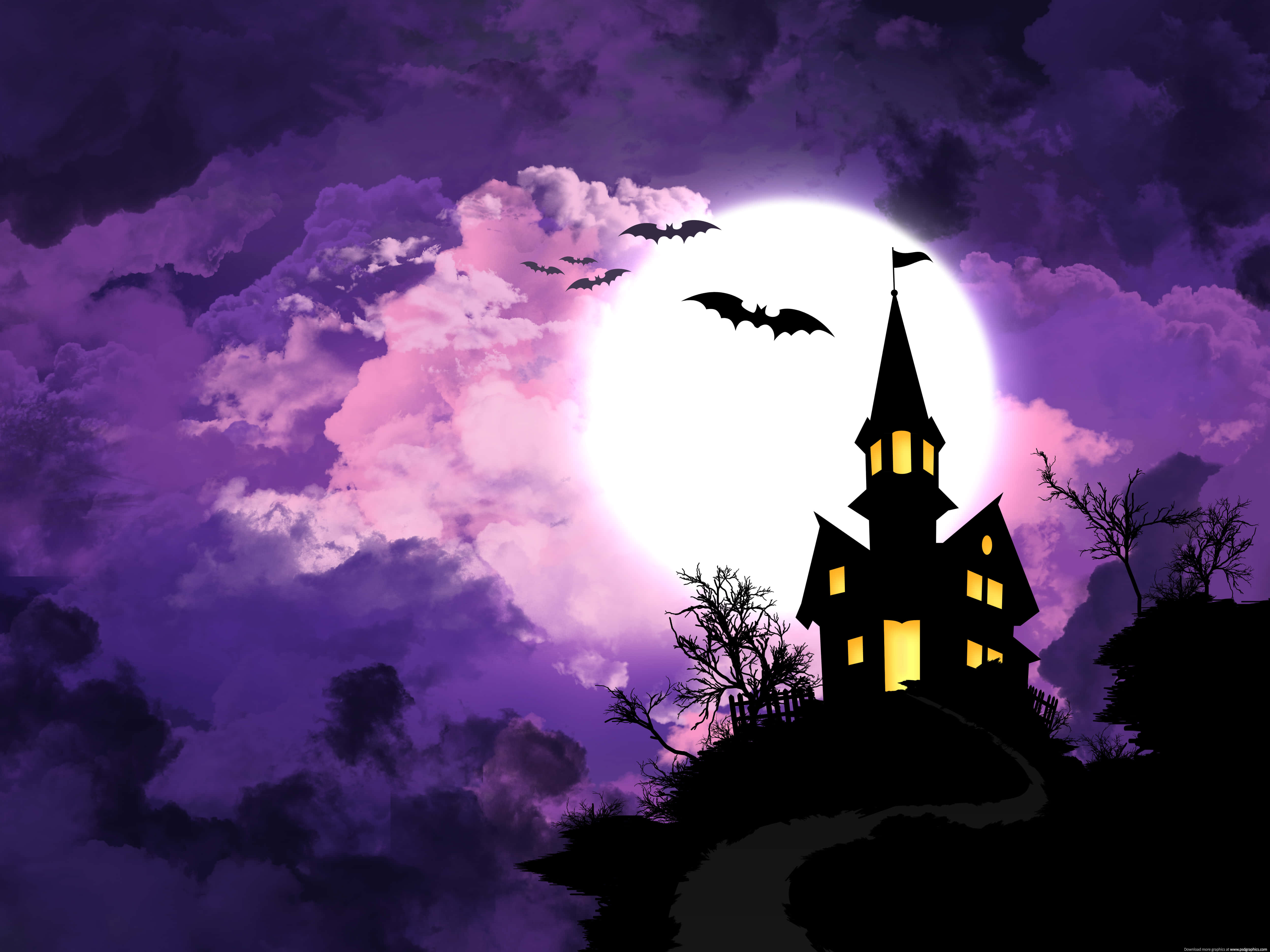 Μαγευτική Μωβ Ατμόσφαιρα Halloween Ταπετσαρία