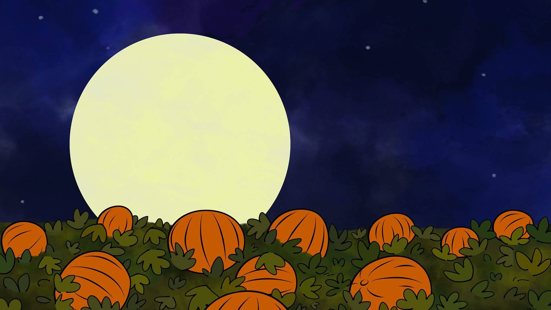 Χαριτωμένα Αισθητικά Κολοκύθια Halloween και Φεγγάρι Ταπετσαρία