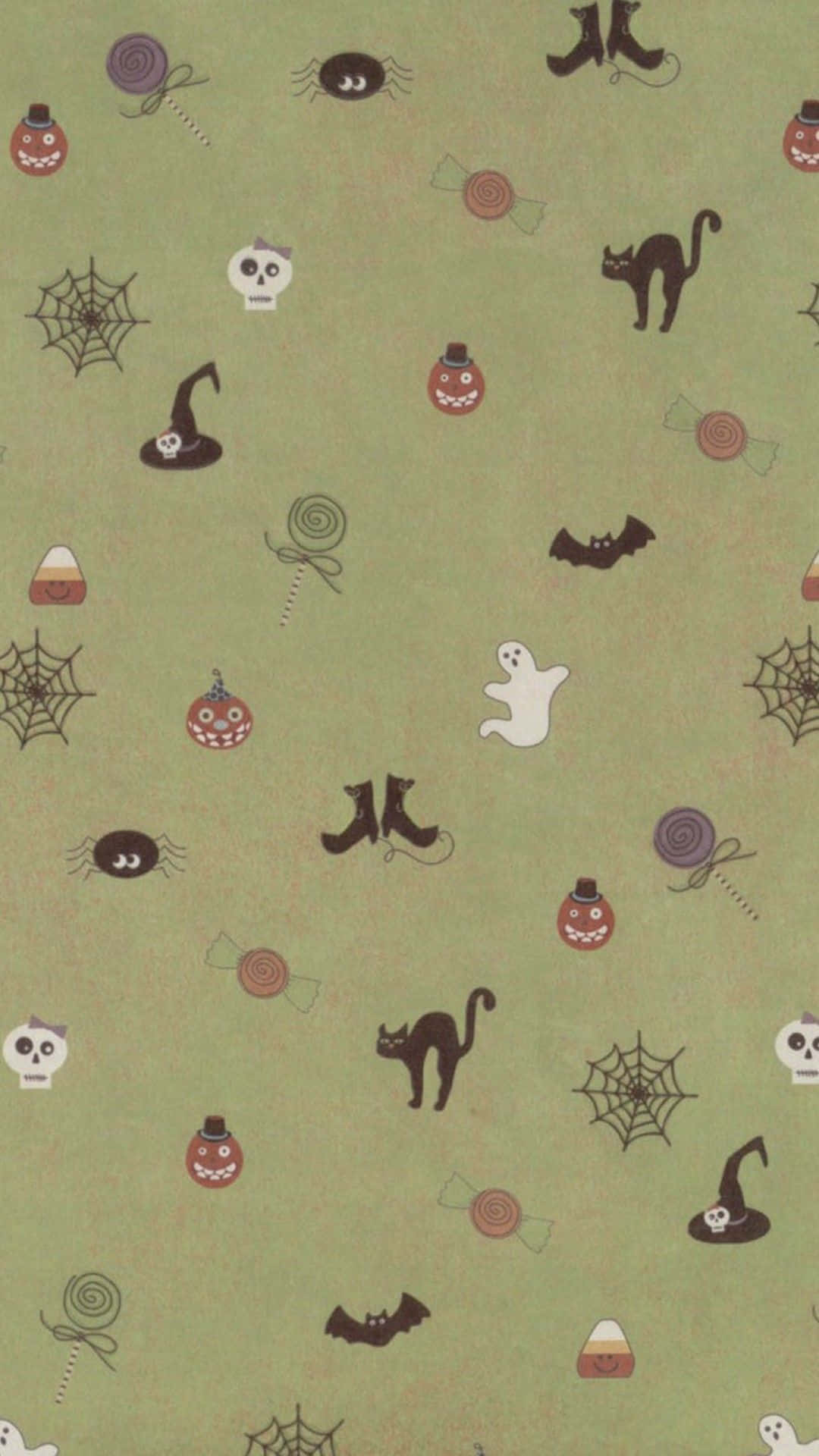 Μοτίβο με Αξιολάτρευτα Εικονίδια Halloween Ταπετσαρία