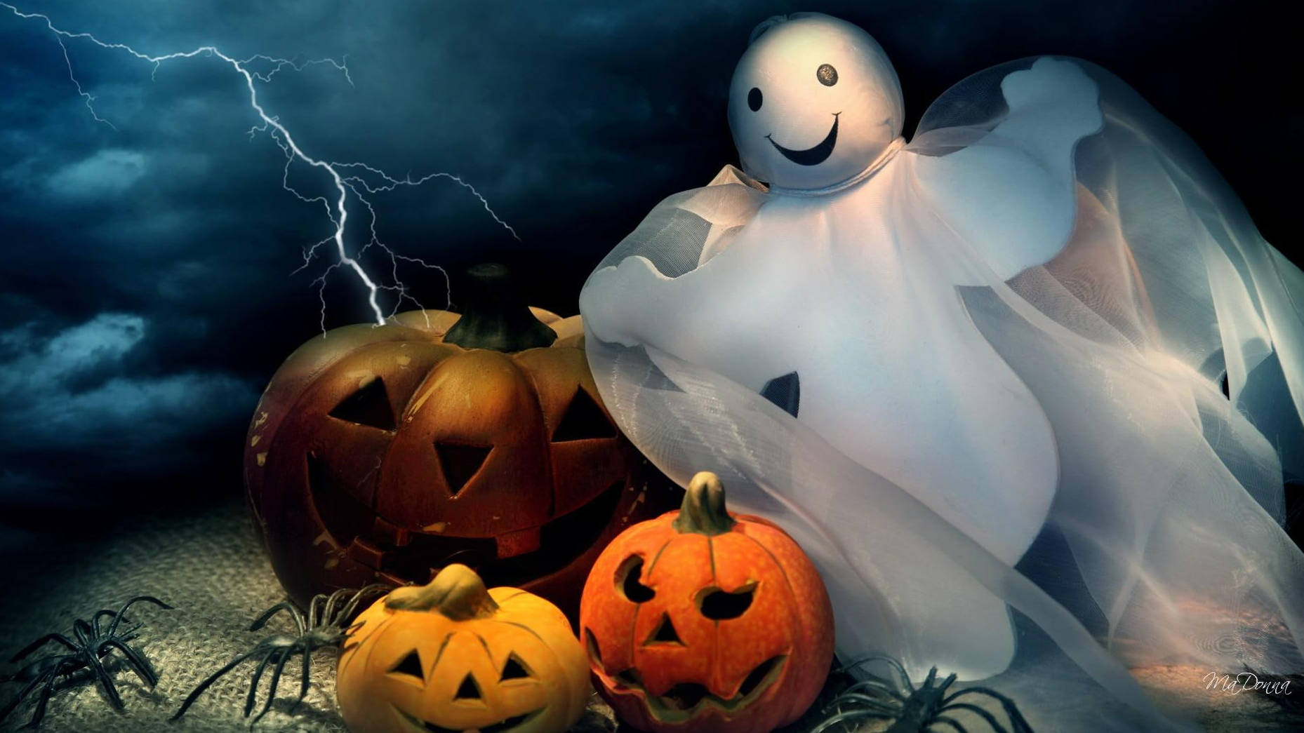 Χαριτωμένο Λευκό Φάντασμα Halloween Ταπετσαρία
