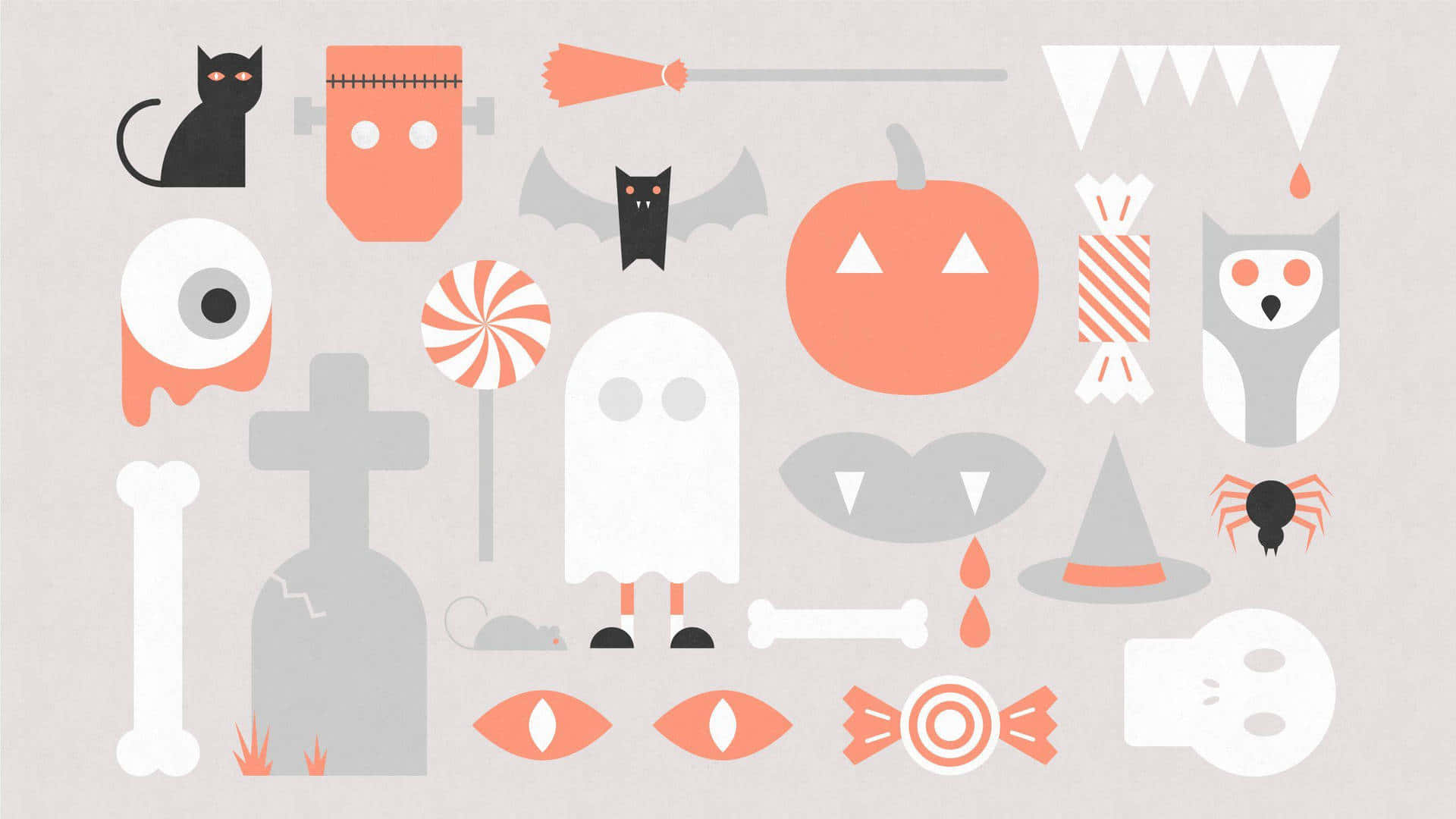Αισθητικά Χαριτωμένα Εικονίδια Halloween Γραφική Τέχνη Ταπετσαρία