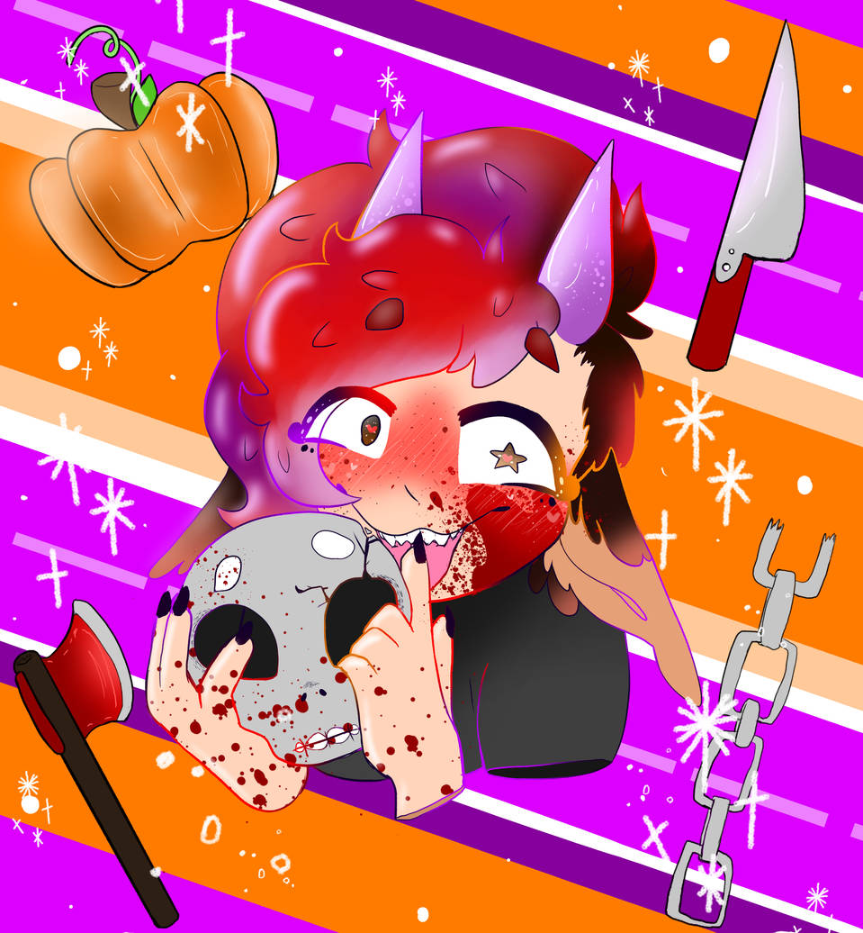 Halloween PFP Χαριτωμένο Παιδί που Κρατά Κρανίο Ταπετσαρία