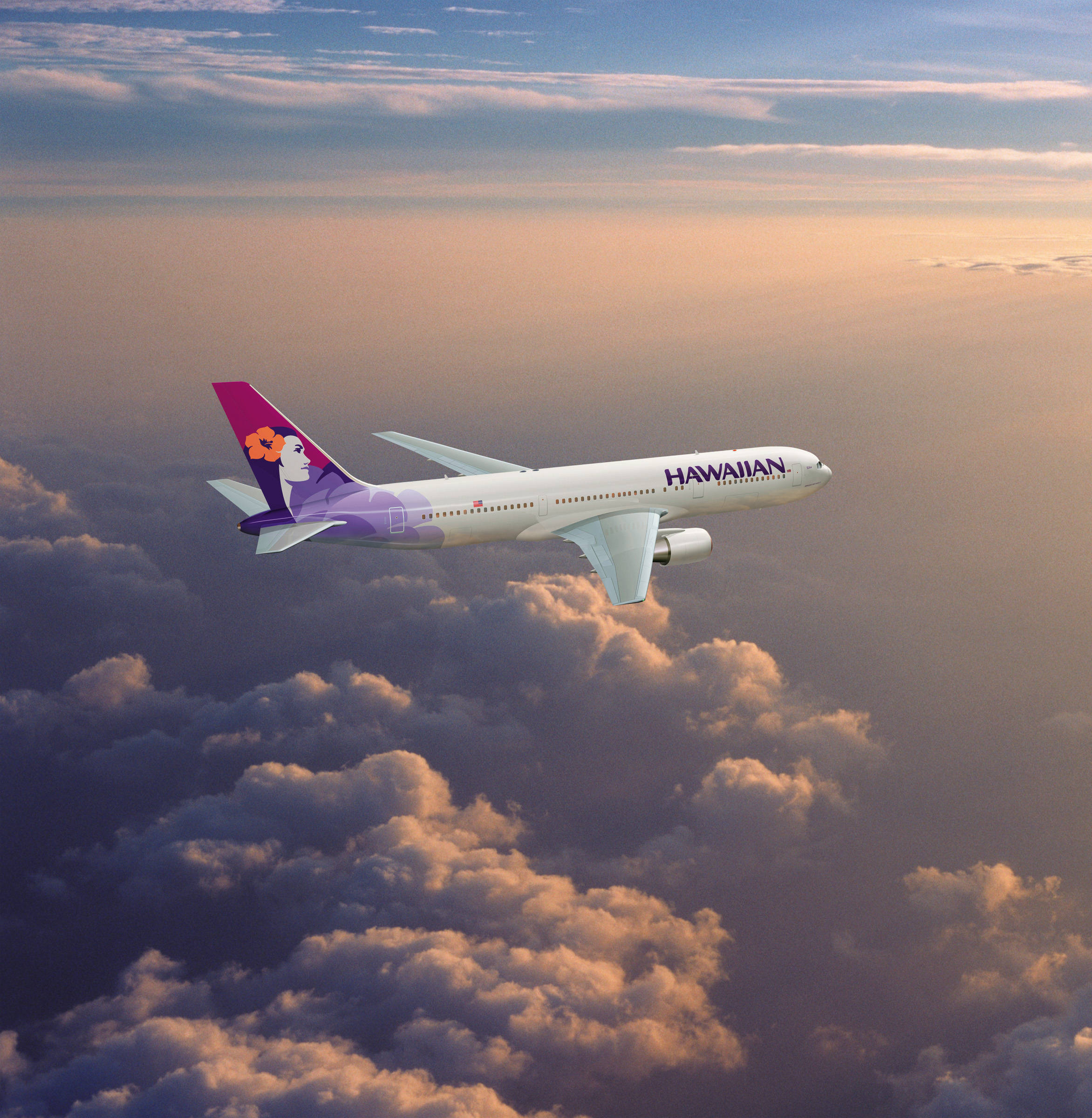 Αεροπλάνο της Hawaiian Airlines να Πλέει στον Χρυσό Ουρανό Ταπετσαρία