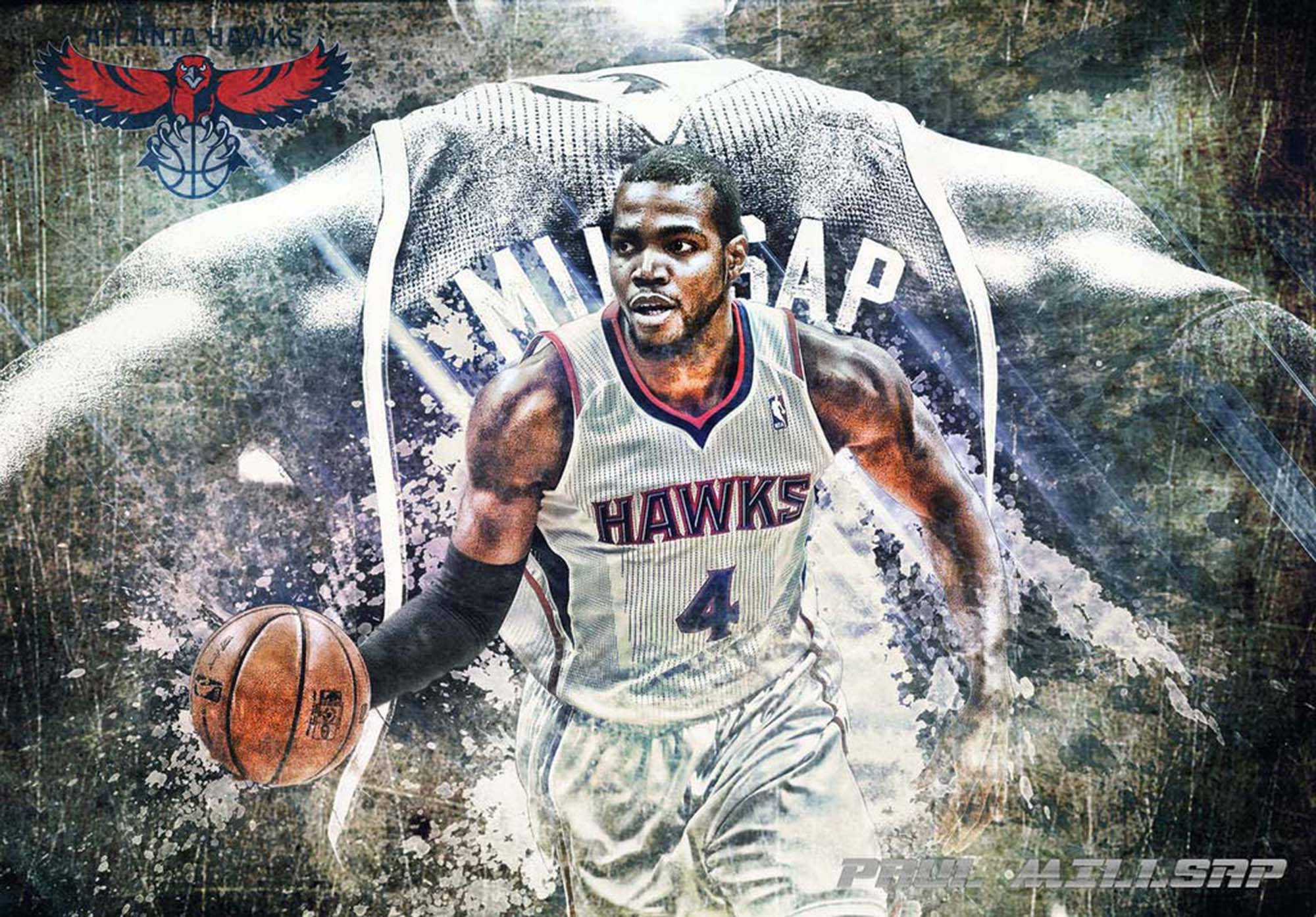 Hawks Paul Millsap Grunge Τέχνη Ταπετσαρία