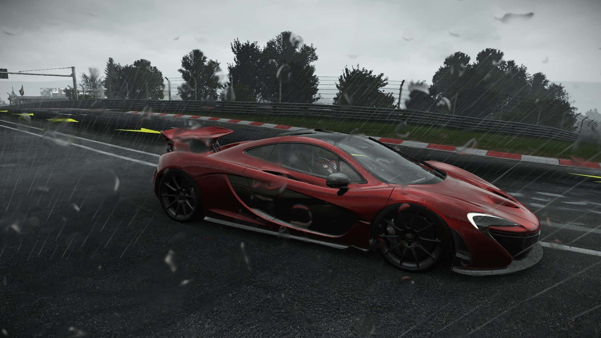 HD Project Cars Βροχή Κόκκινο McLaren P1 Φόντο Ταπετσαρία