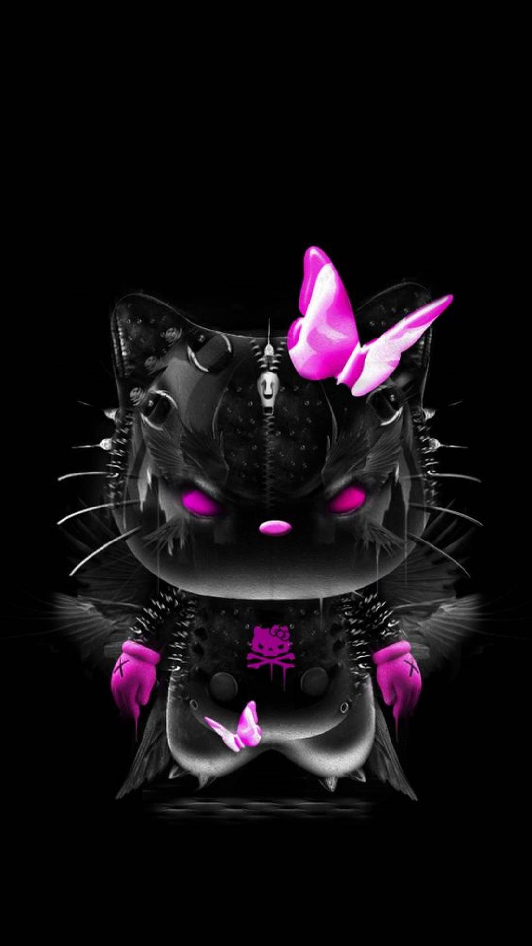 Μαύρη Hello Kitty με Σκούρα Στολή Ταπετσαρία