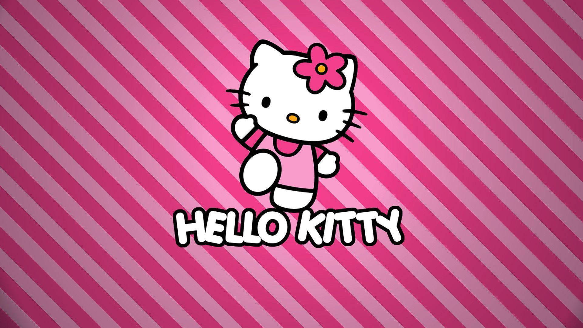 Ροζ Hello Kitty με Ριγέ Φόντο Ταπετσαρία