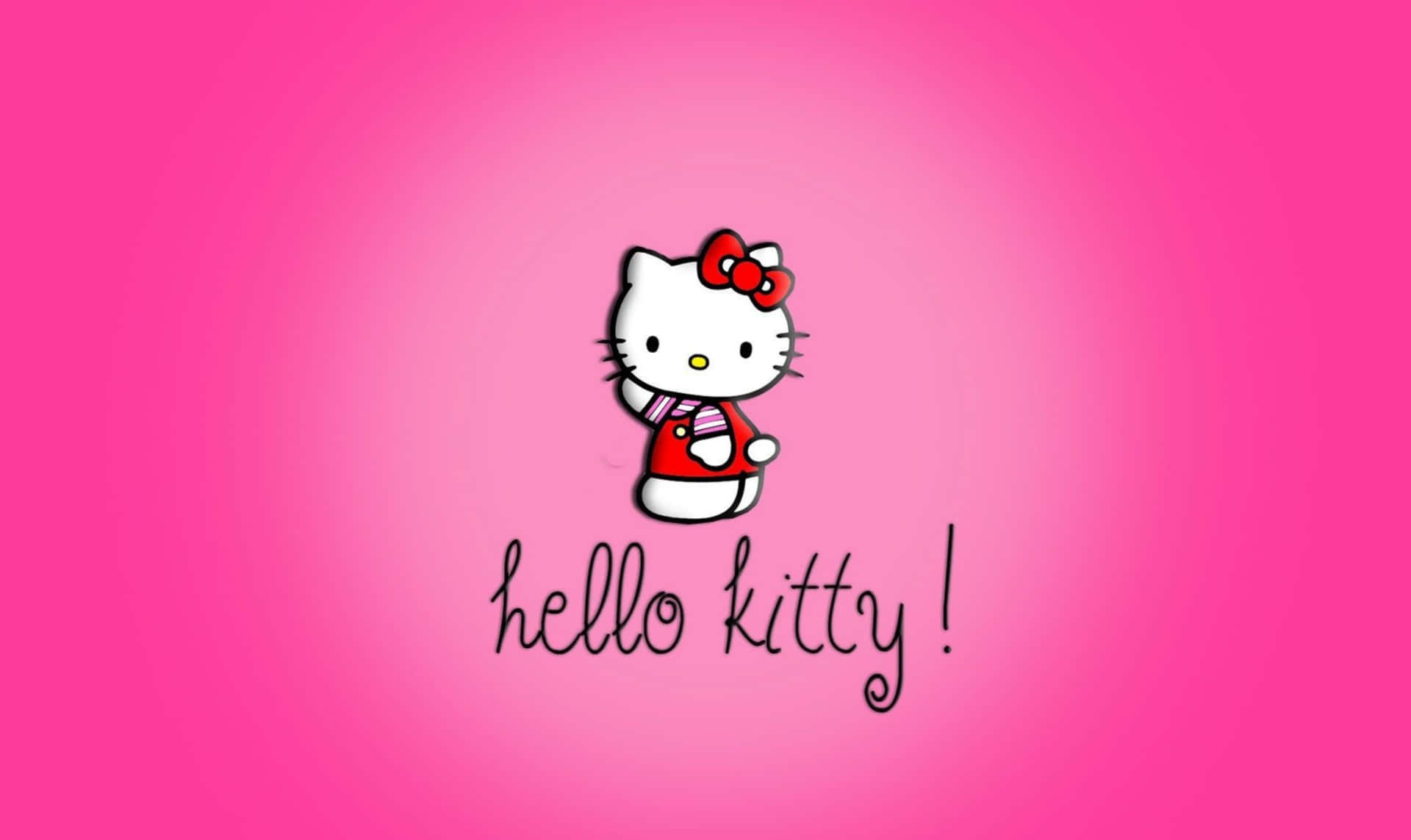 Κόκκινη Γάτα Hello Kitty σε Ροζ Φόντο Ταπετσαρία