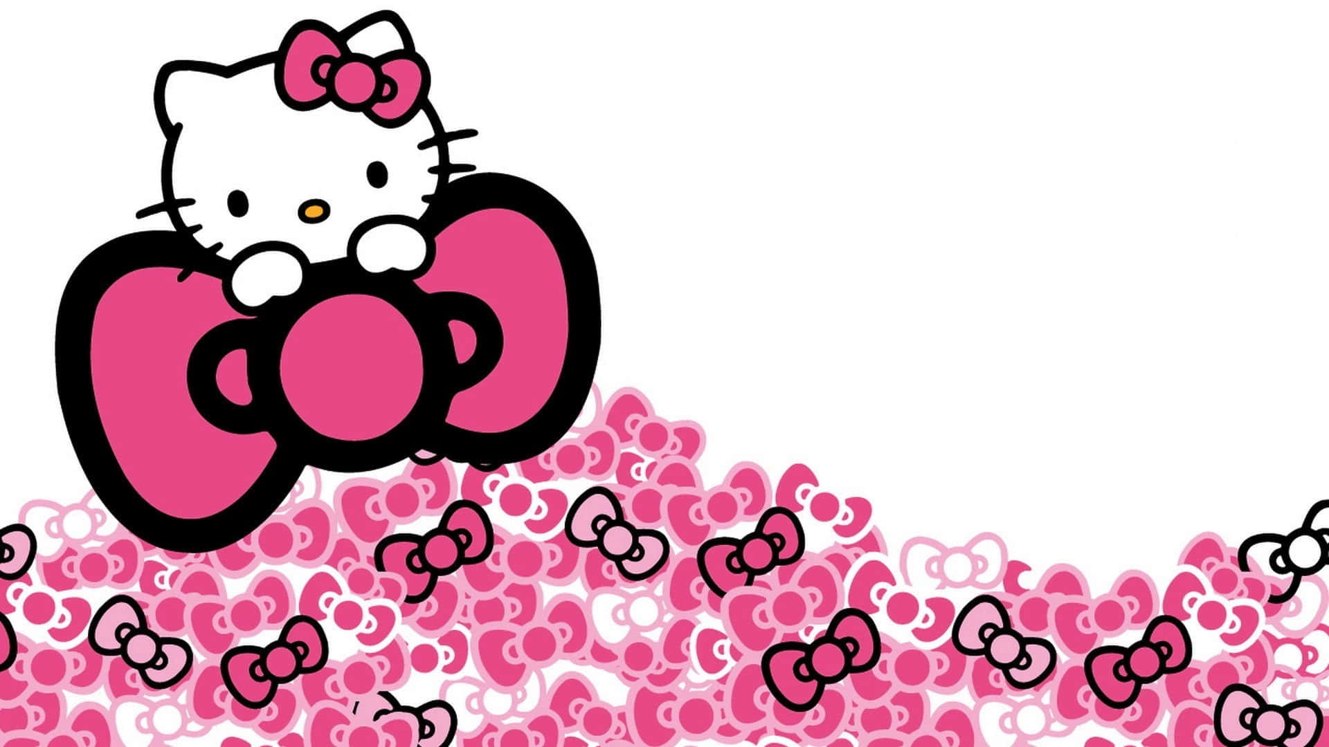 Hello Kitty Καθισμένη σε Φιόγκους Φόντο Ταπετσαρία