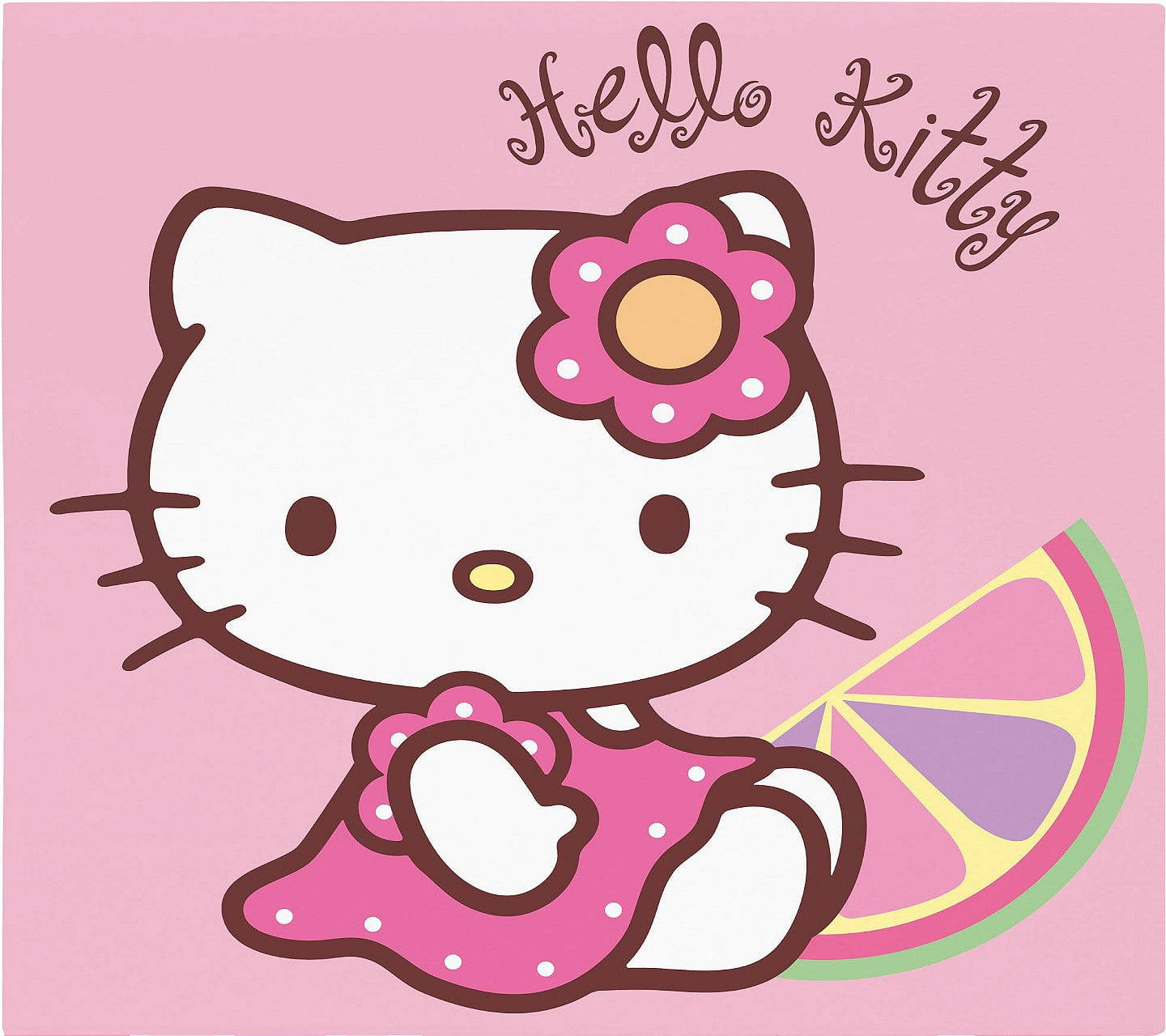 Ροζ Hello Kitty με Φέτα Πορτοκάλι Ταπετσαρία