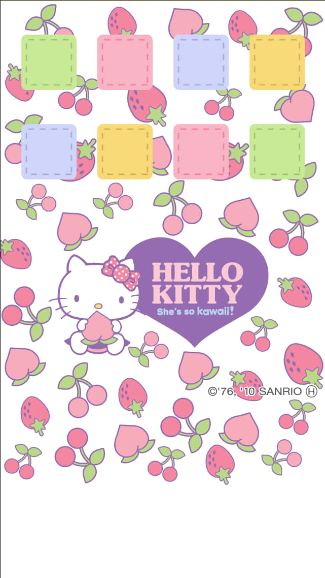 Hello Kitty Kawaii Μοτίβο Φρούτων Ταπετσαρία