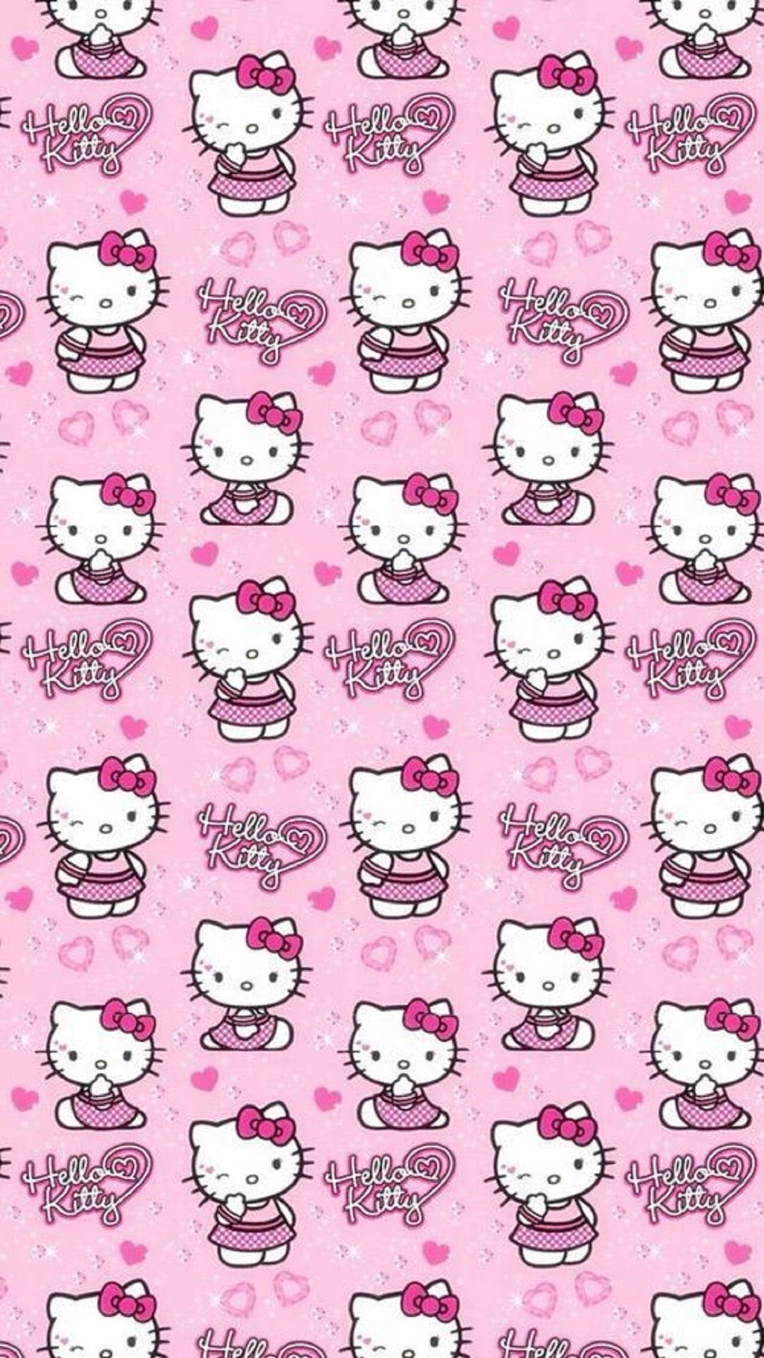 Γεμάτο Ροζ Μοτίβο Hello Kitty Ταπετσαρία