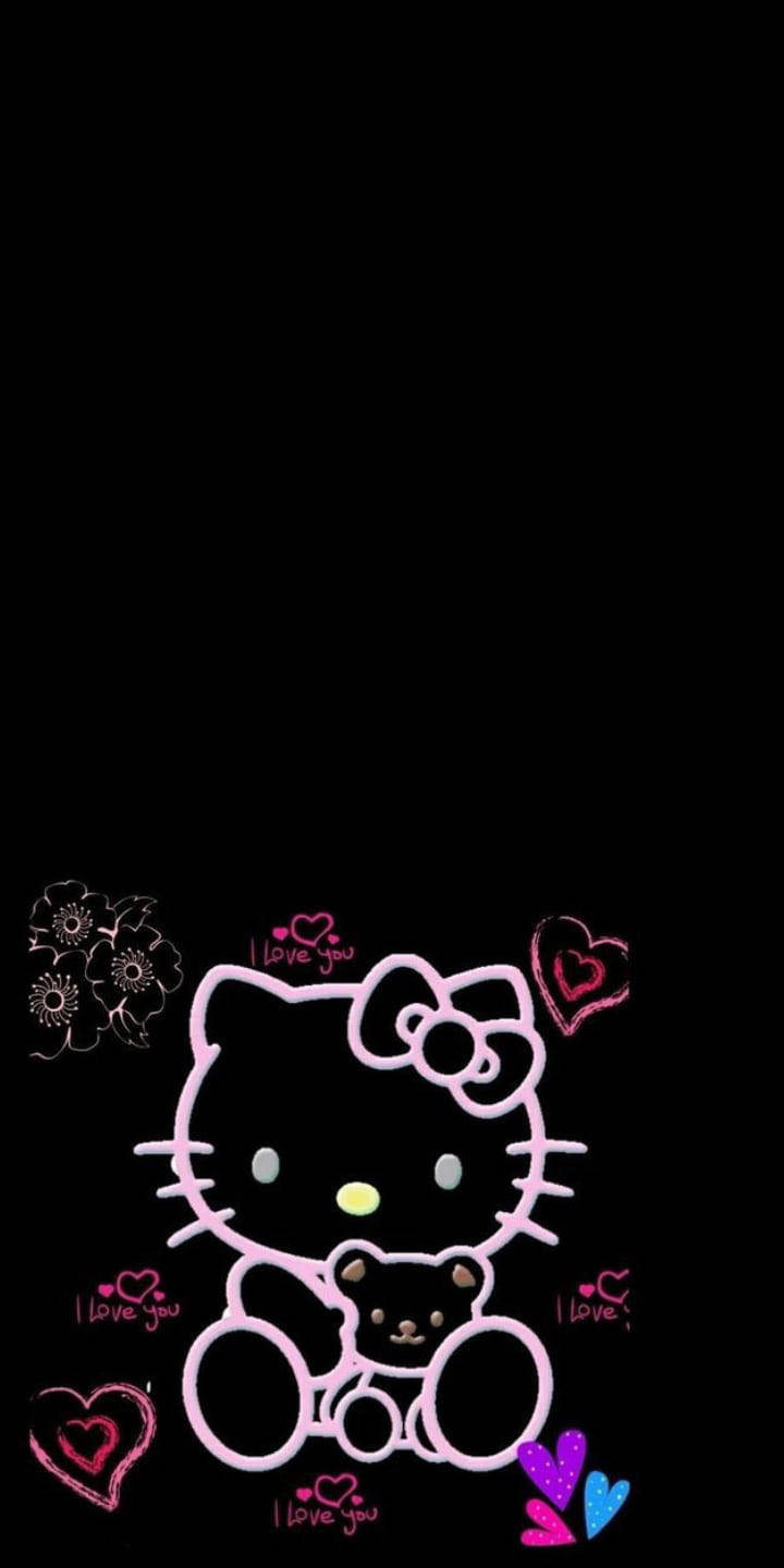 Σε Αγαπώ Μαύρη Hello Kitty Ταπετσαρία