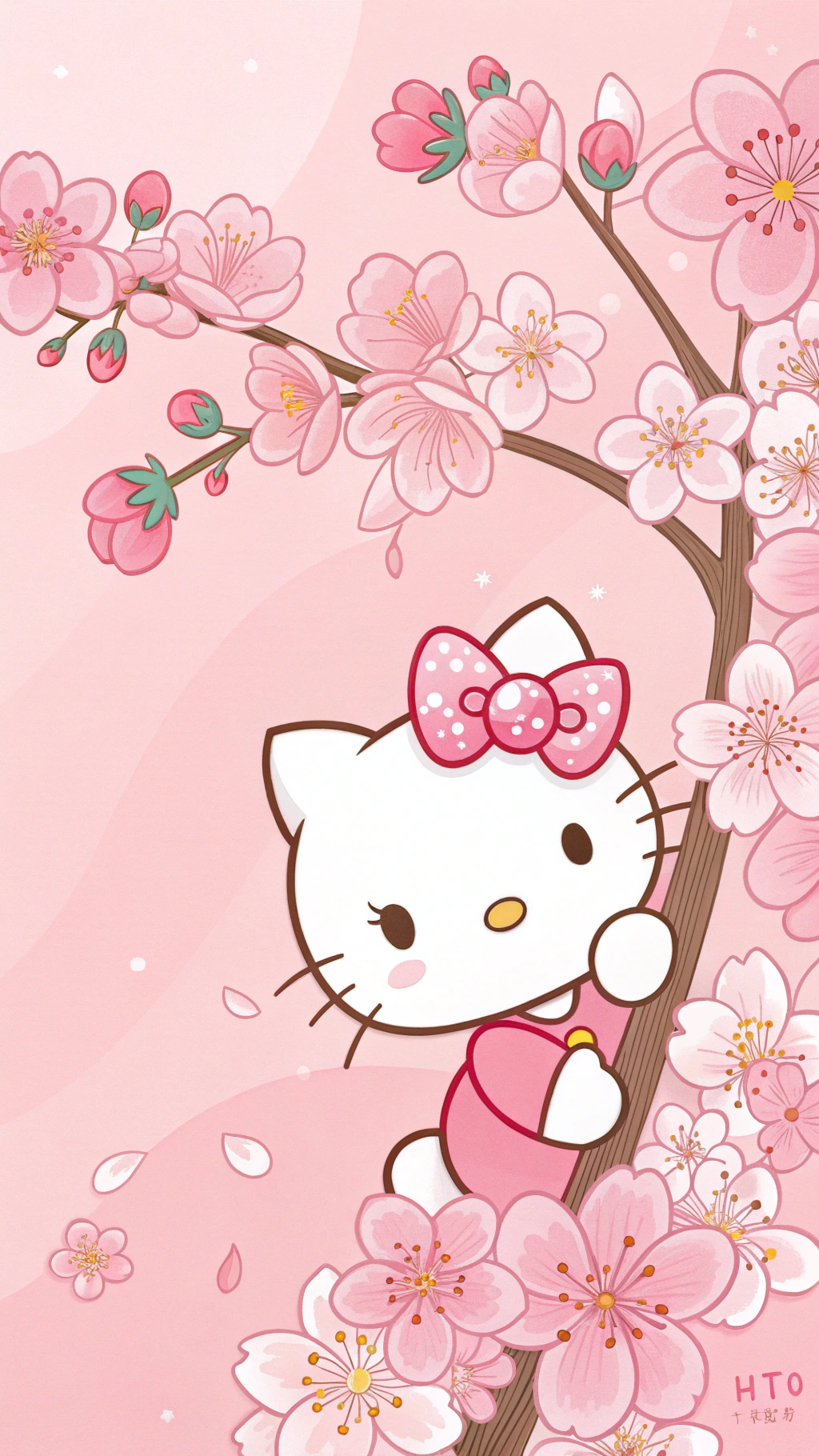 Γλυκιά Μυστική Ανθισμένη Hello Kitty Ταπετσαρία