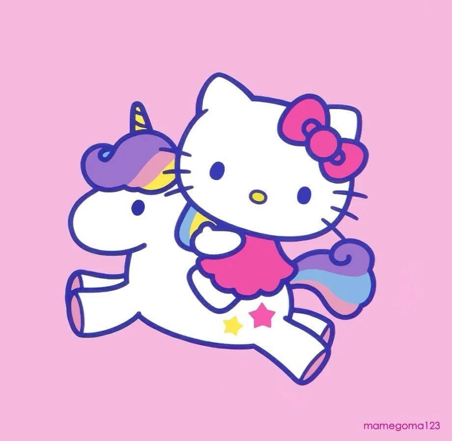 Hello Kitty PFP με Μονόκερο Κινούμενων Σχεδίων Ταπετσαρία