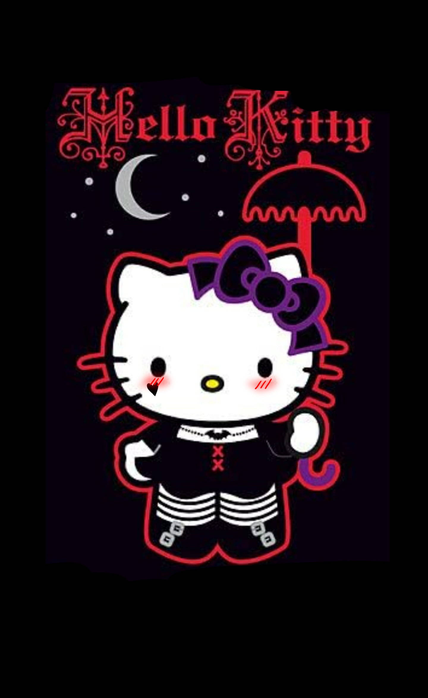 Μαύρη Hello Kitty με Σκηνικό Κοστούμι Ταπετσαρία