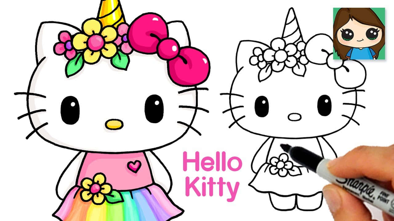 Μια χαρούμενη Hello Kitty σε χαιρετά! Ταπετσαρία