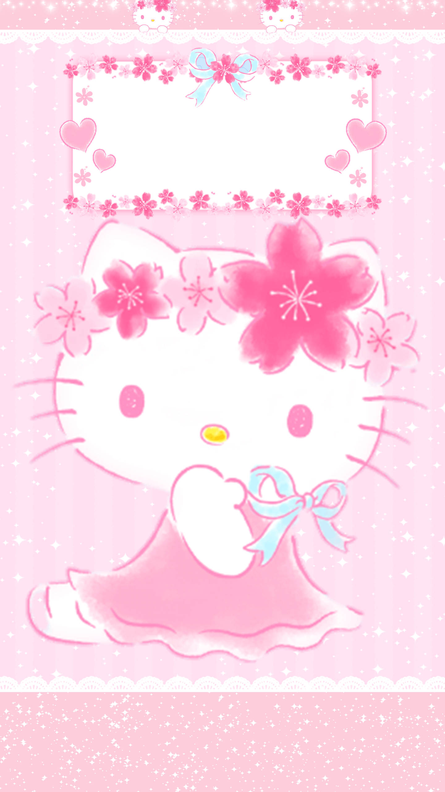 Hello Kitty με Κόκκινο Kawaii Φόντο Ταπετσαρία