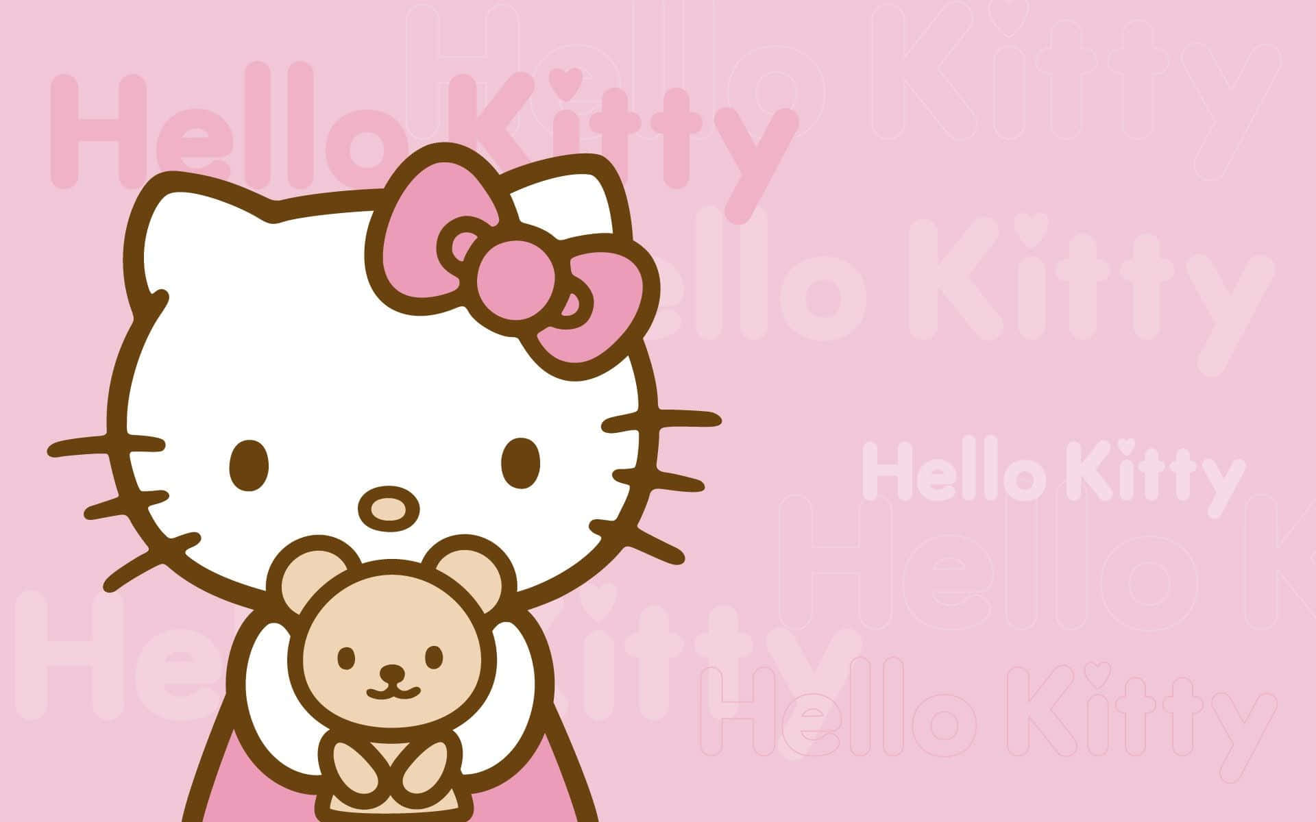 Hello Kitty με Λούτρινο Παιχνίδι στο Φόντο Ταπετσαρία