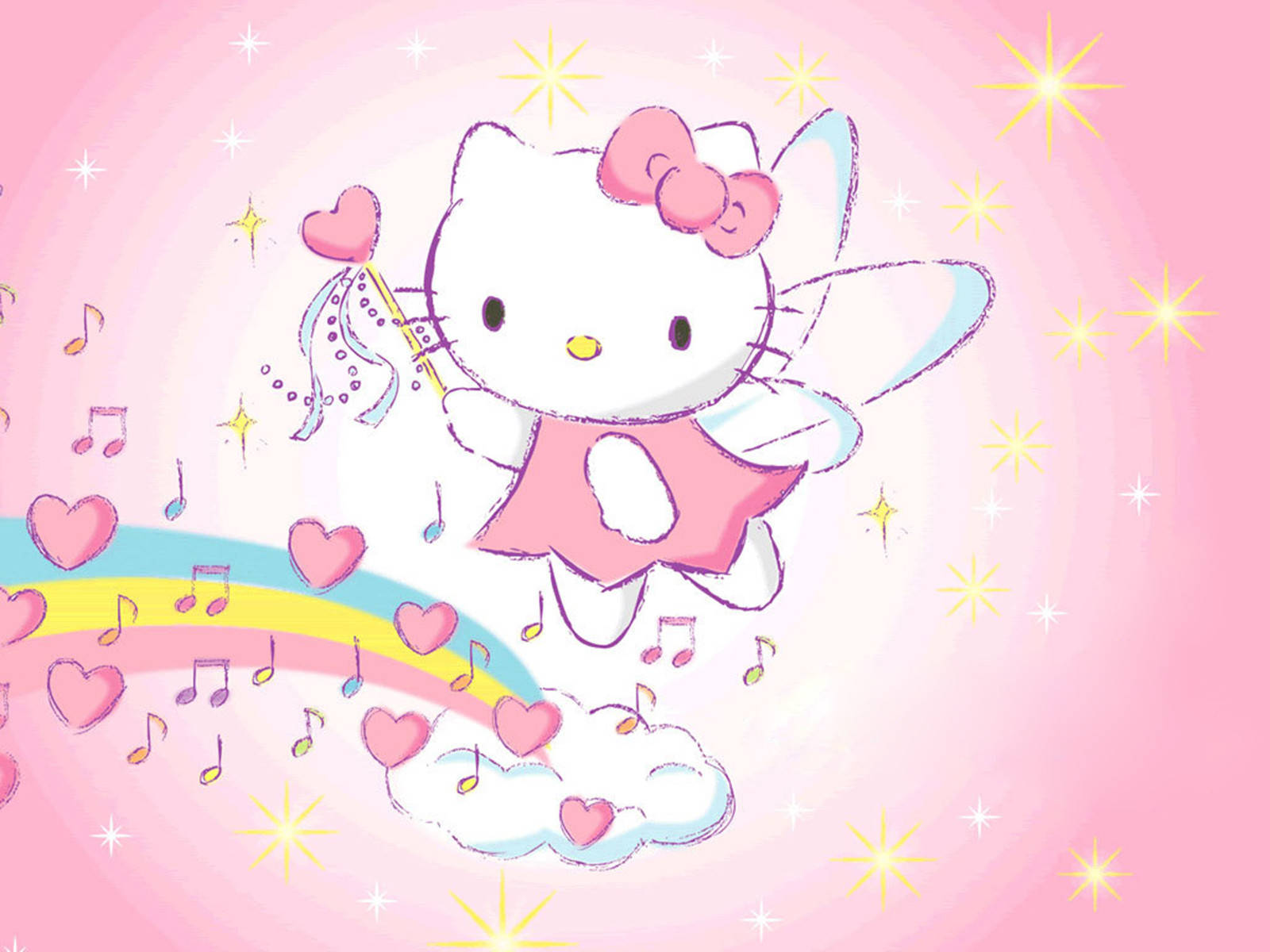 Hello Kitty Νεράιδα της Μουσικής για Επιφάνεια Εργασίας Sanrio Ταπετσαρία