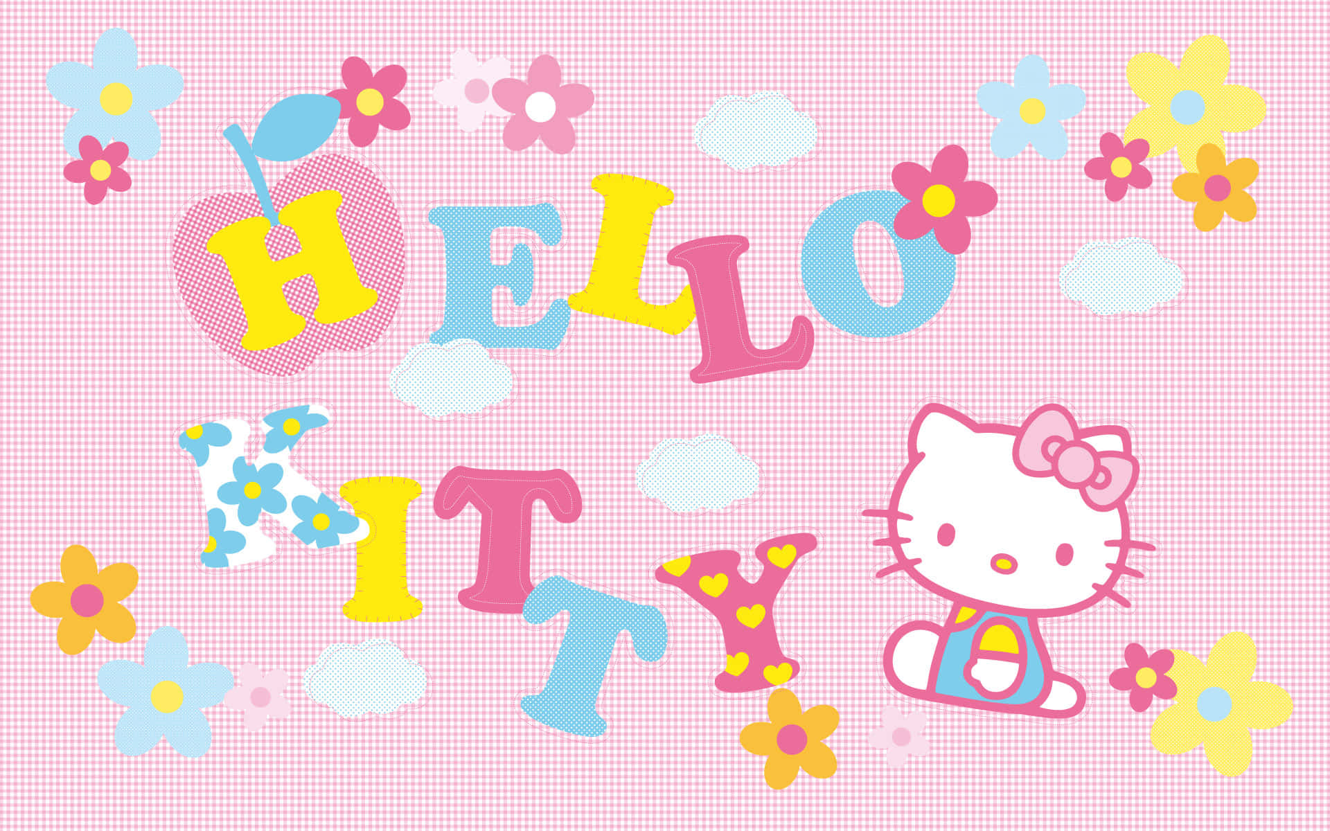 Hello Kitty Ροζ Λουλουδένιο Αισθητικό Φόντο Ταπετσαρία