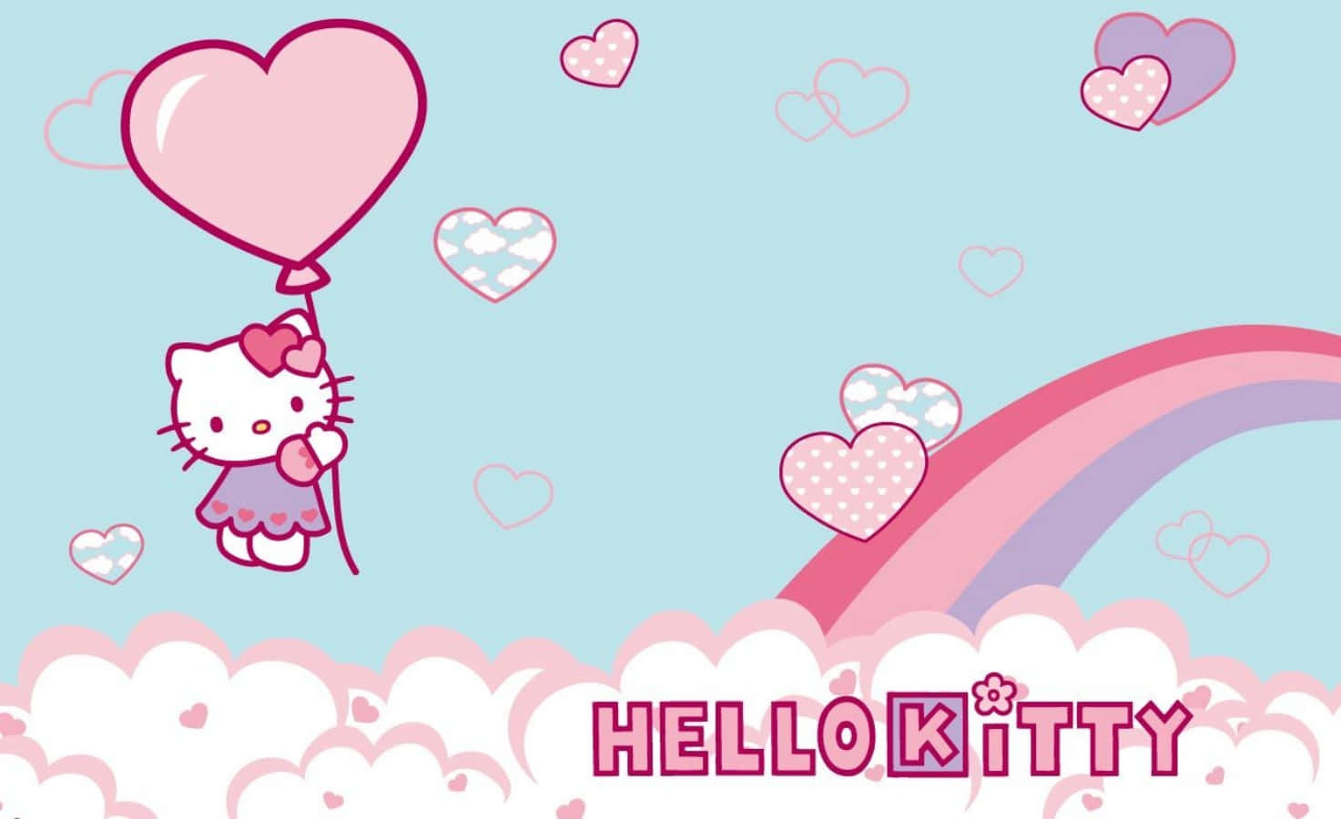 Hello Kitty Φορητός Υπολογιστής Ουράνιο Τόξο και Σύννεφα Ταπετσαρία