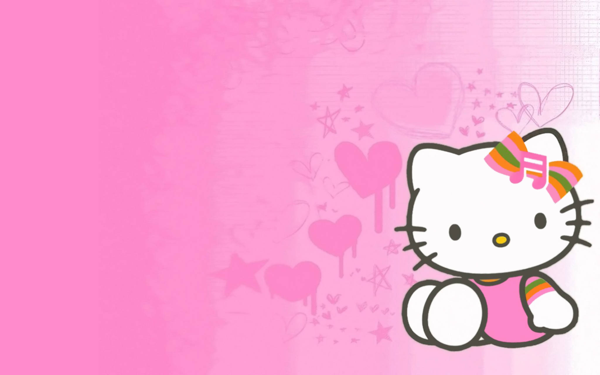 Hello Kitty Χαριτωμένη Ροζ Τέχνη Ταπετσαρία