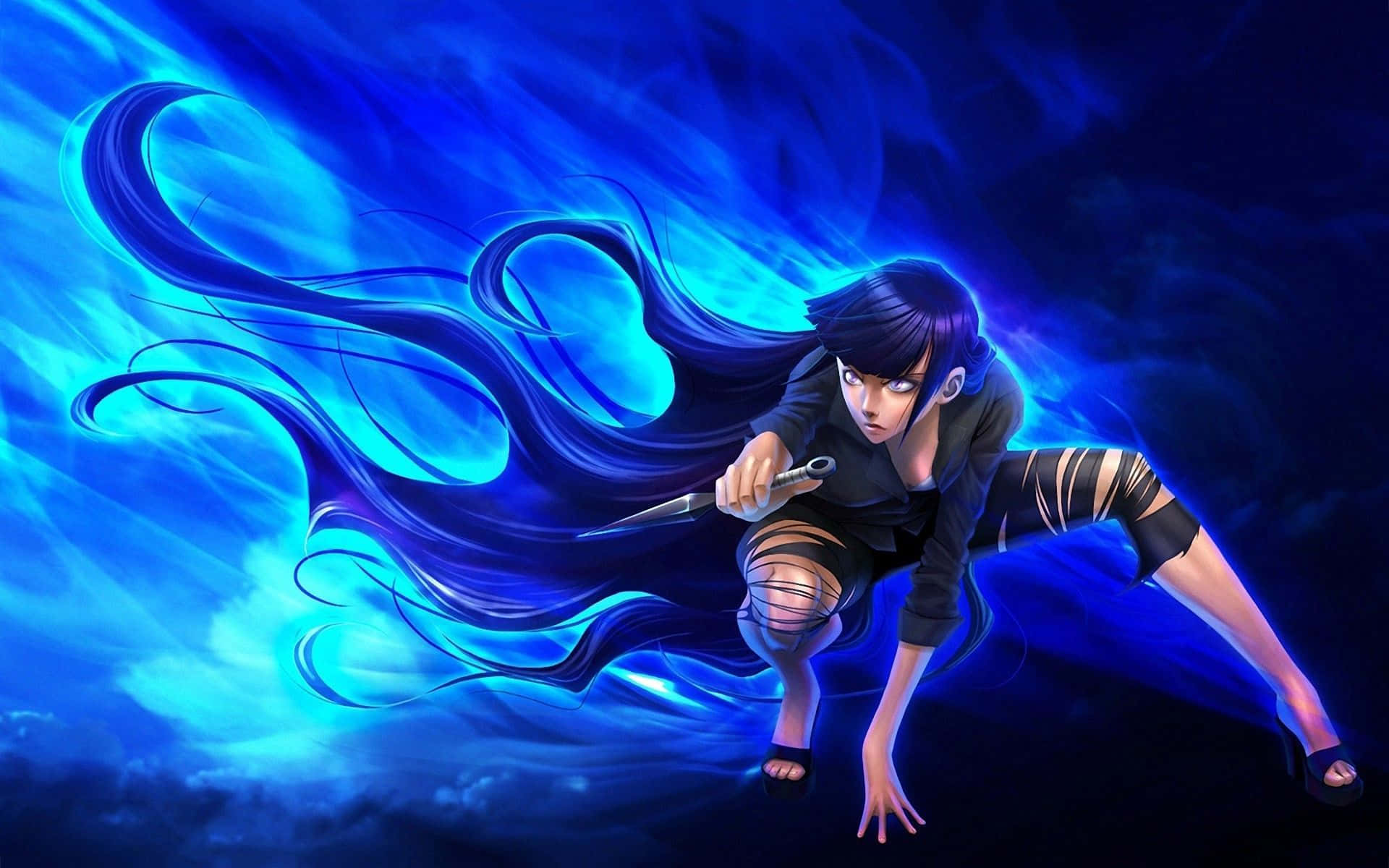 Hinata Hyuga Naruto Neon Μπλε Ψηφιακή Τέχνη Ταπετσαρία