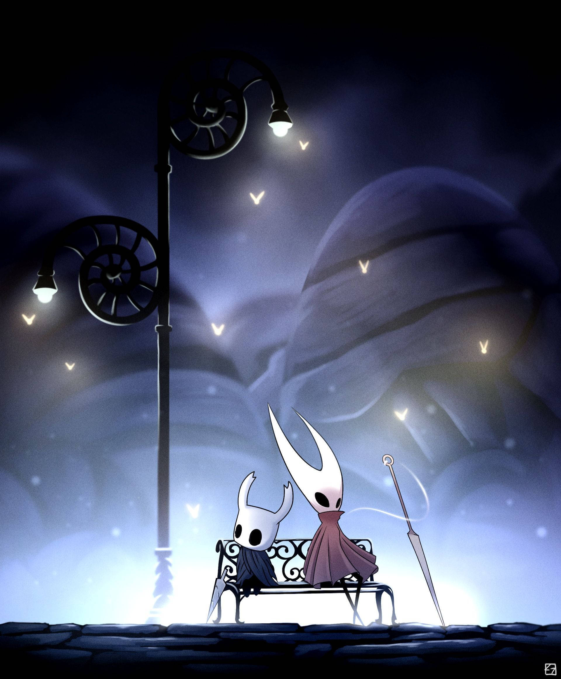 Ο Hollow Knight και η Hornet Αντιμετωπίζουν Γενναία τους Κινδύνους του Hallownest Ταπετσαρία