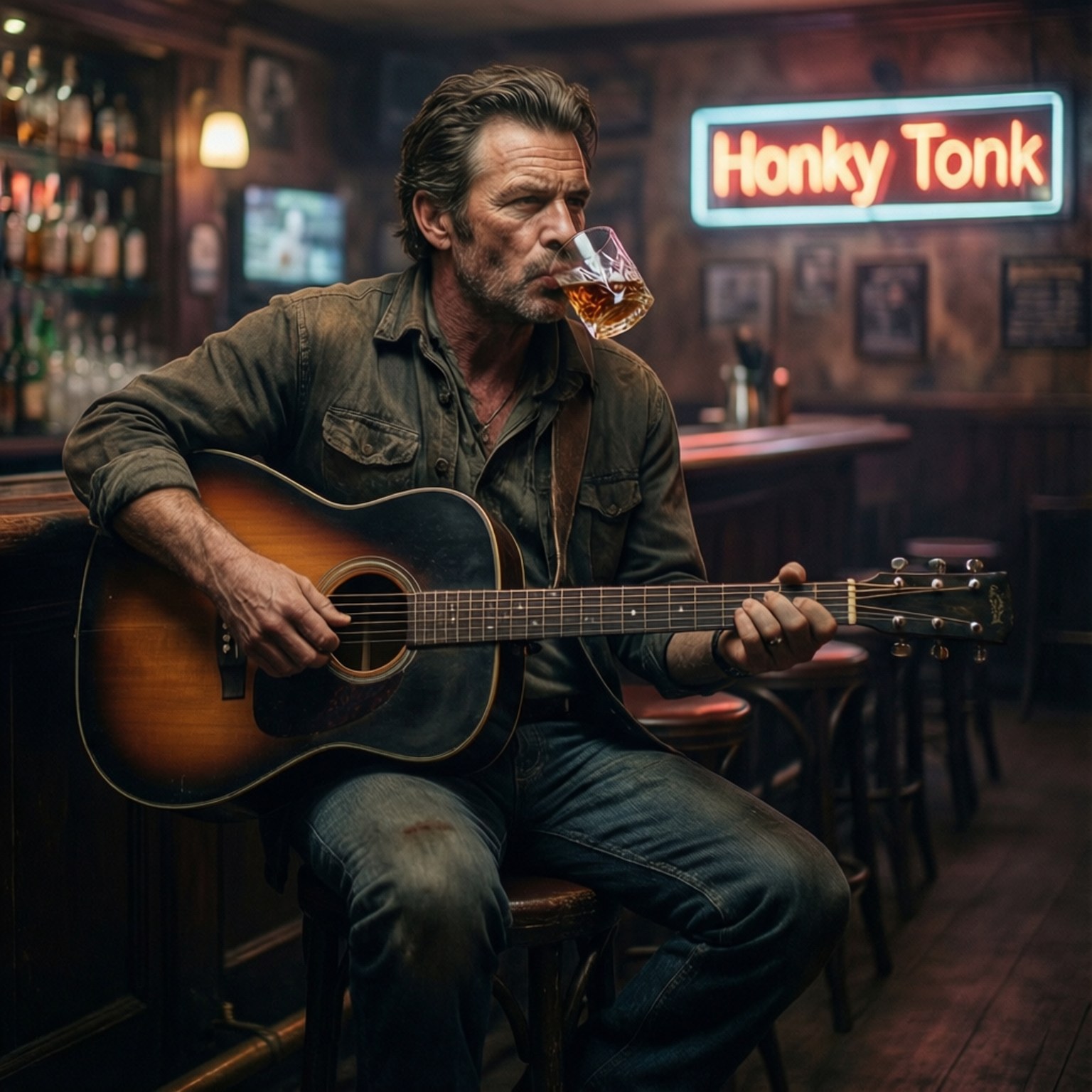 Σκηνή μπαρ Honky Tonk Ταπετσαρία