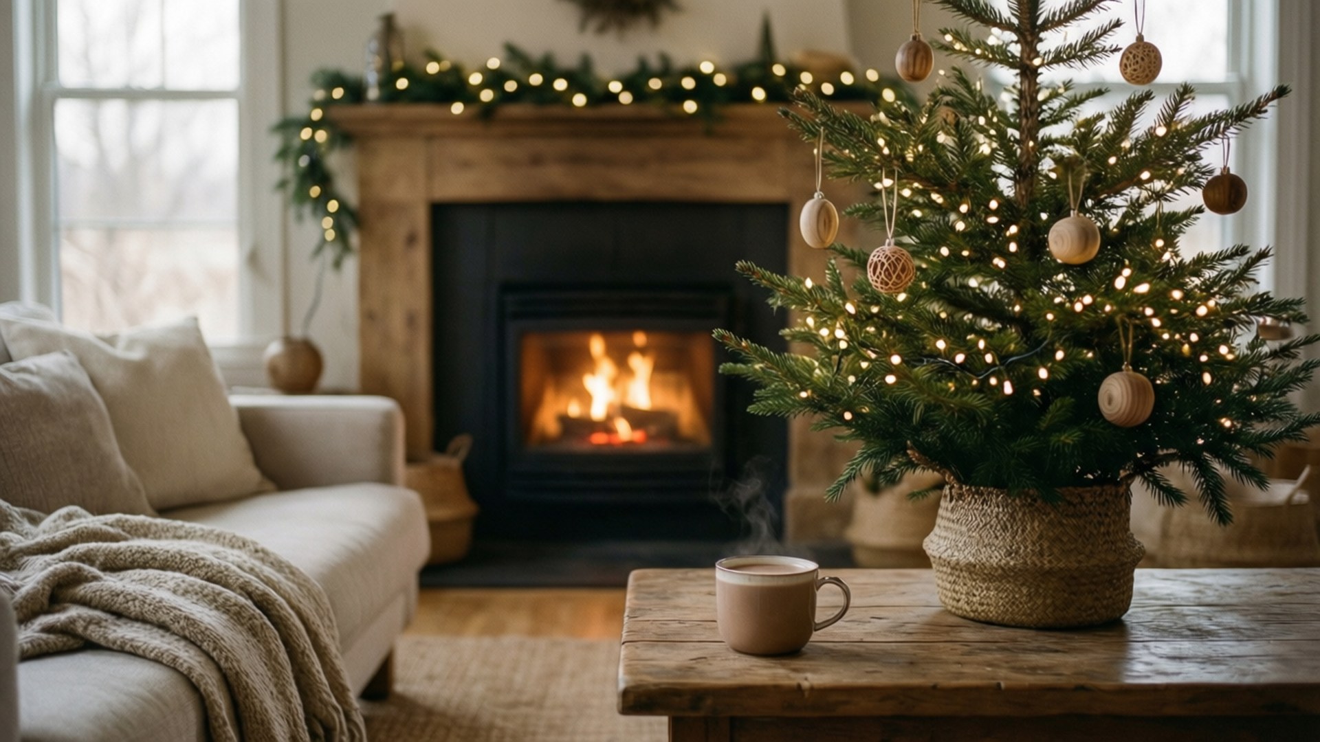Ζεστό Χριστουγεννιάτικο Σαλόνι Hygge Ταπετσαρία