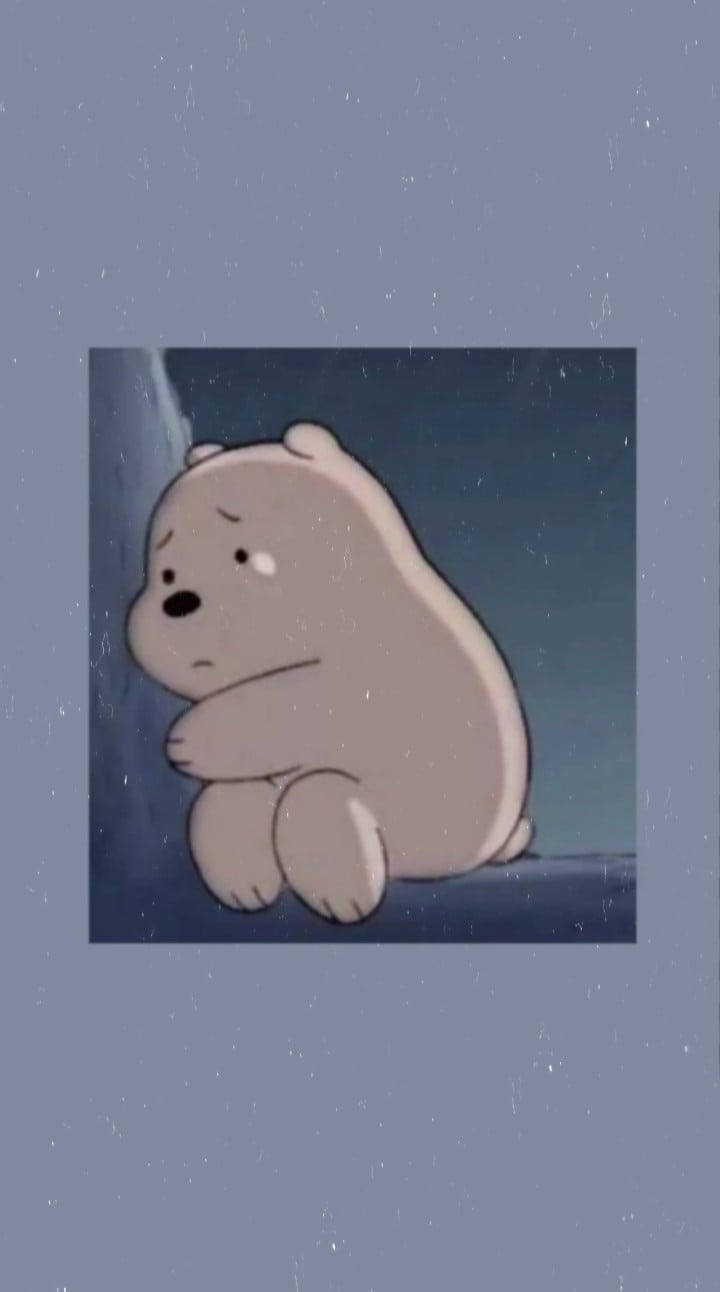 Απλό Μπλε Αισθητικό Λυπημένο Ice Bear Ταπετσαρία