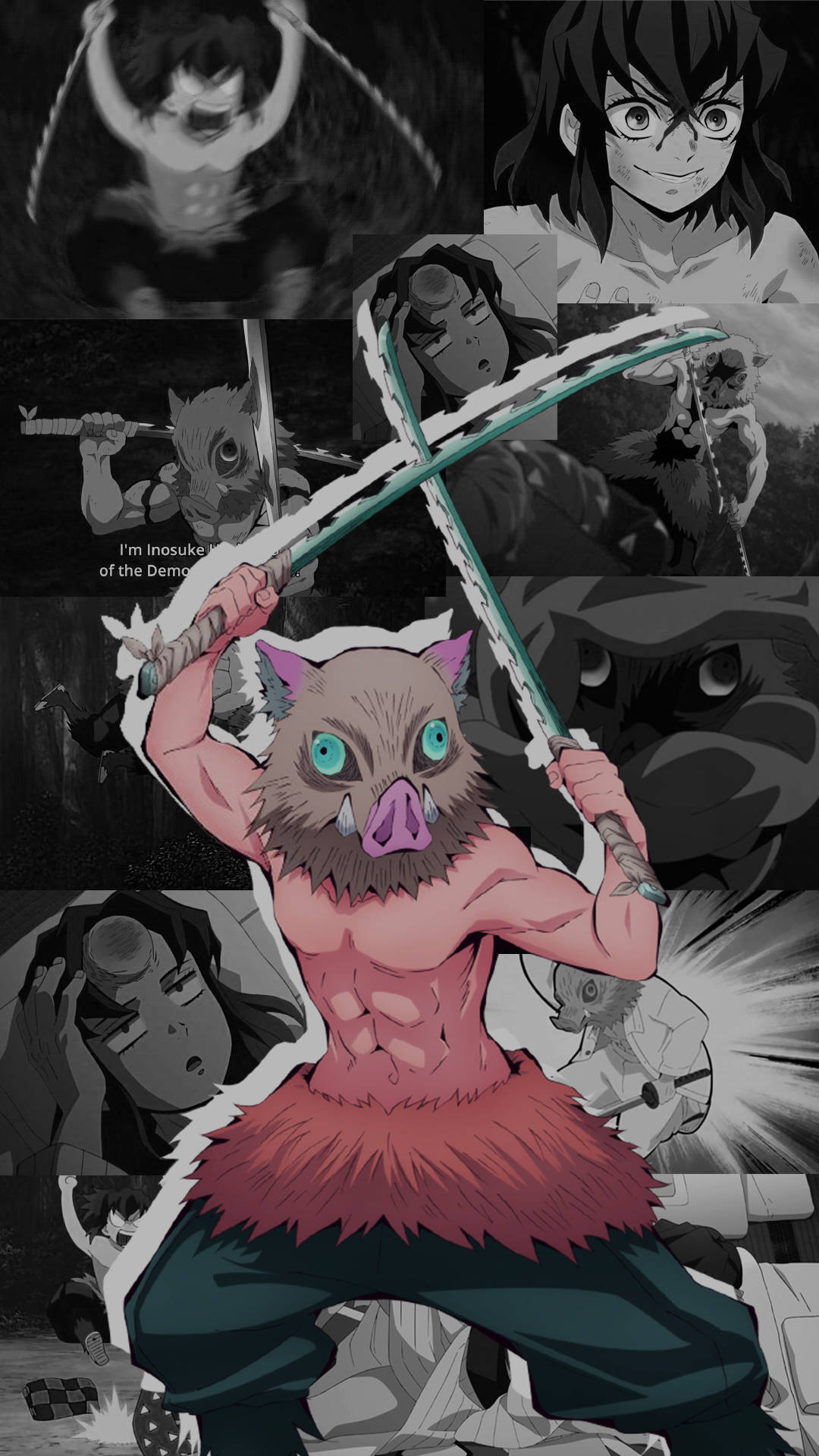 Inosuke με Μάσκα Γουρουνιού Demon Slayer iPhone Ταπετσαρία