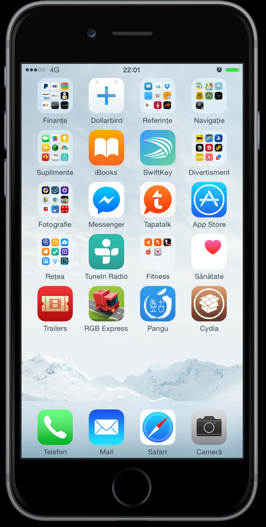 Οθόνη αρχικής iPhone με εφαρμογές Ταπετσαρία