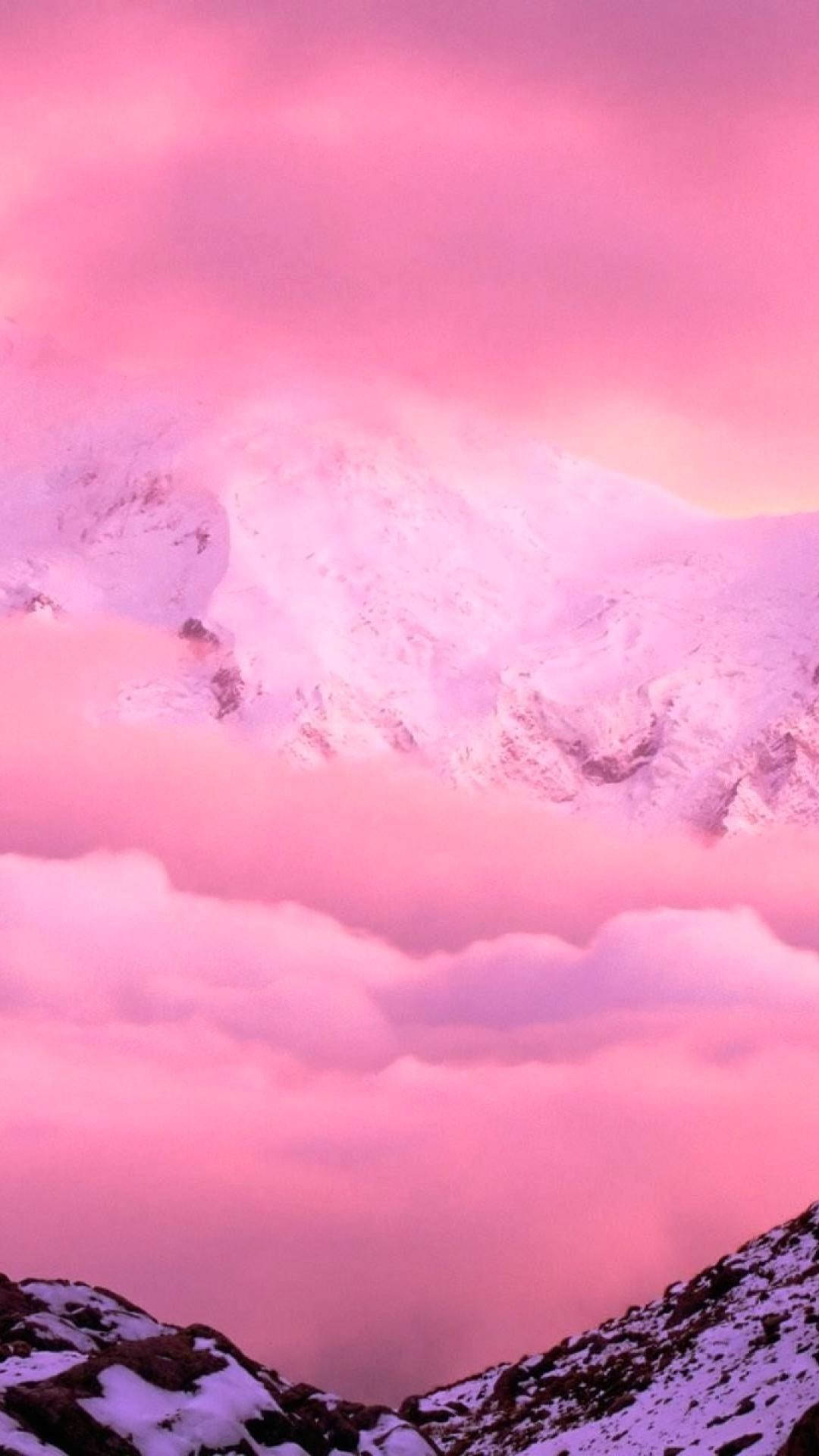 iPhone Pink Aesthetic Χιονισμένο Βουνό Ταπετσαρία