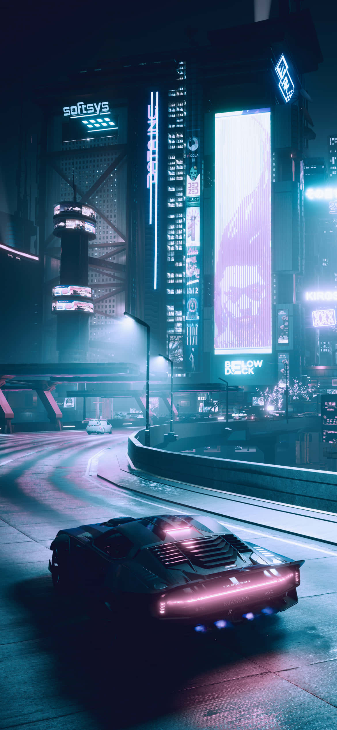 iPhone X Cyberpunk 2077 Φόντο Αυτοκίνητο να Οδηγεί Τριγύρω Ταπετσαρία