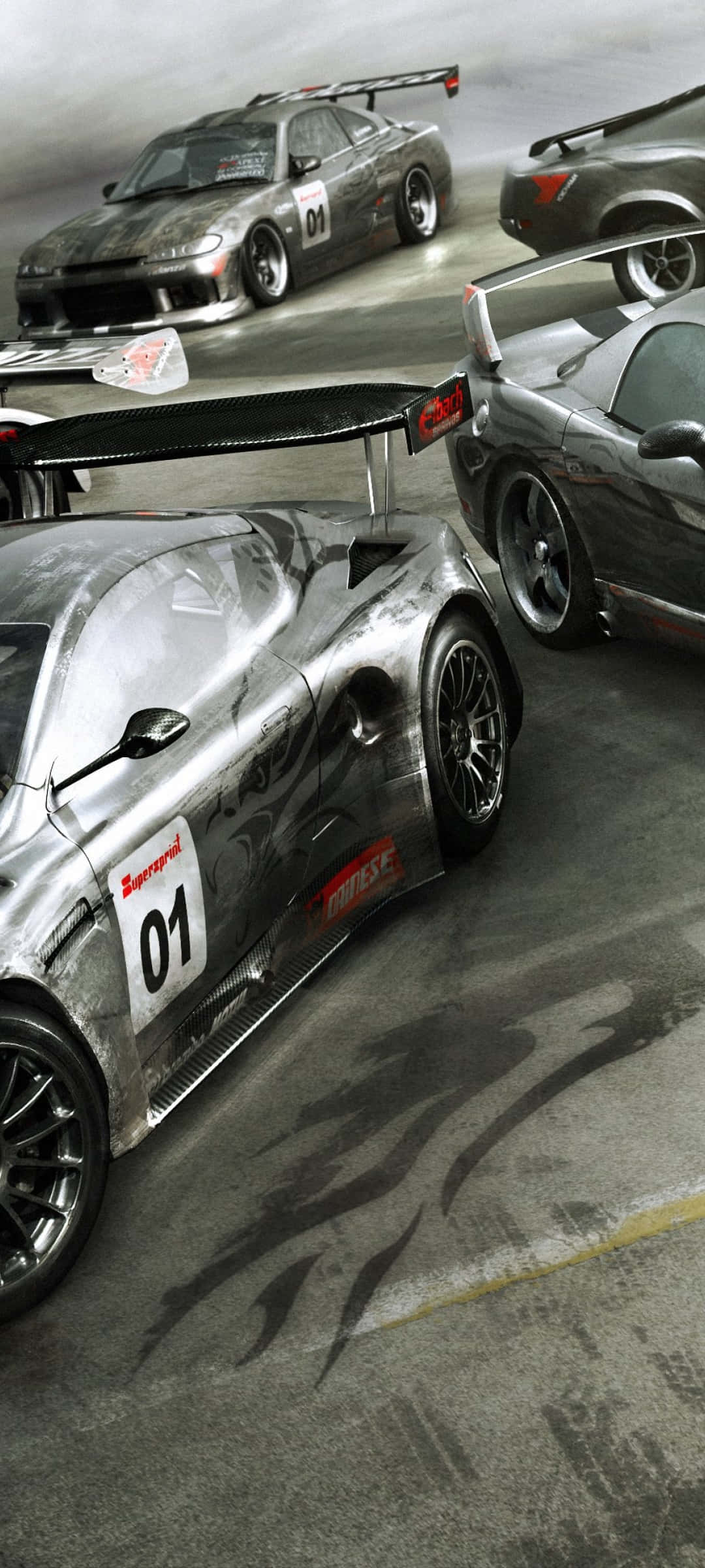 iPhone X Grid Autosport Φόντο Ολίσθηση Καπνός Ταπετσαρία