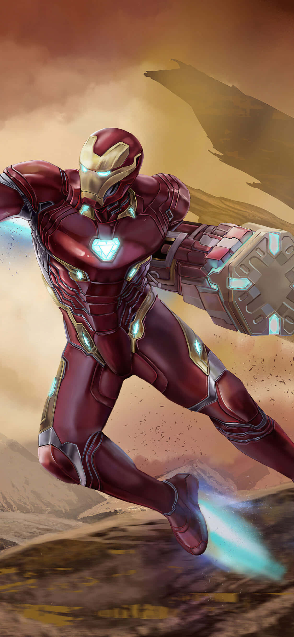 Φόντο iPhone X με Iron Man και Χέρι-Σφυρί Ταπετσαρία