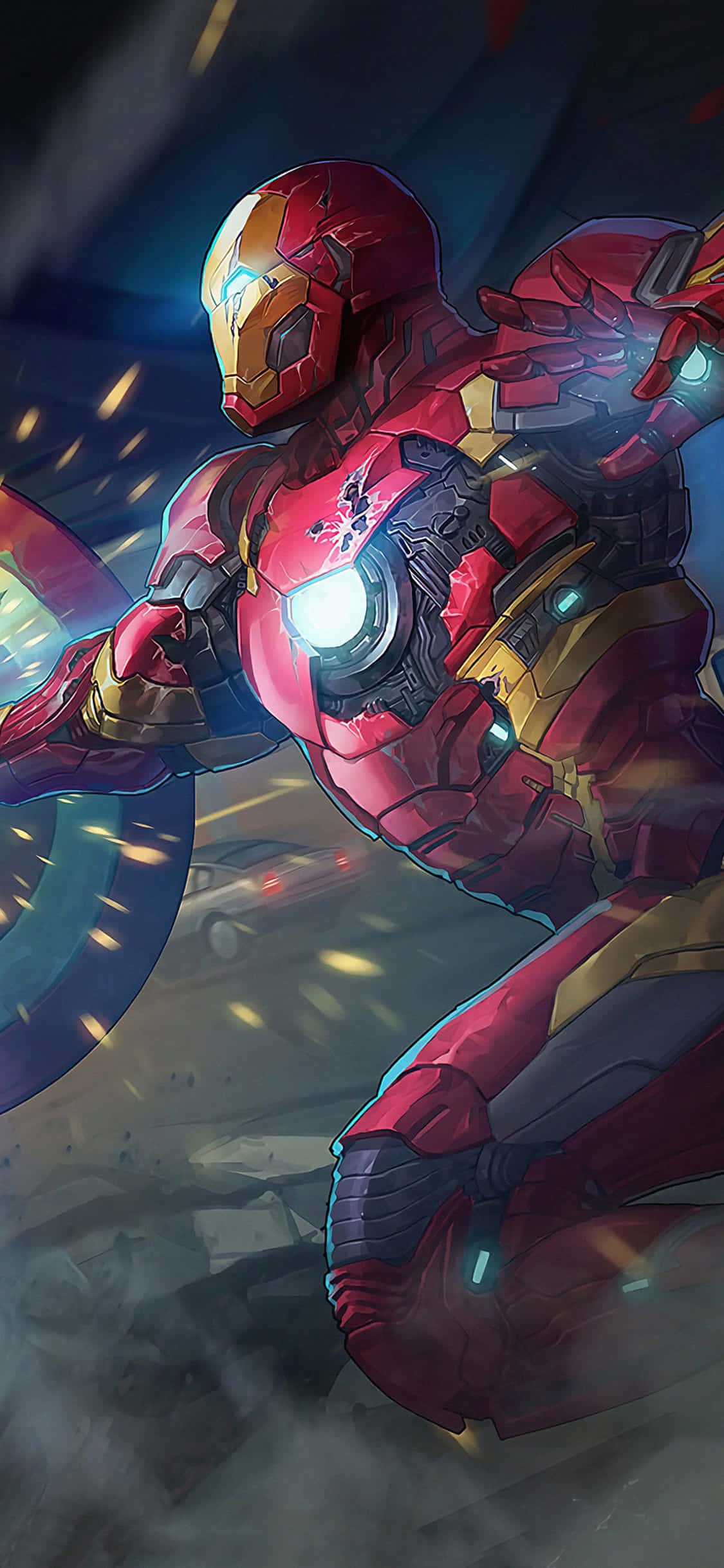 iPhone X Iron Man Φόντο Fanart Σχέδιο Κατεστραμμένη Στολή Ταπετσαρία