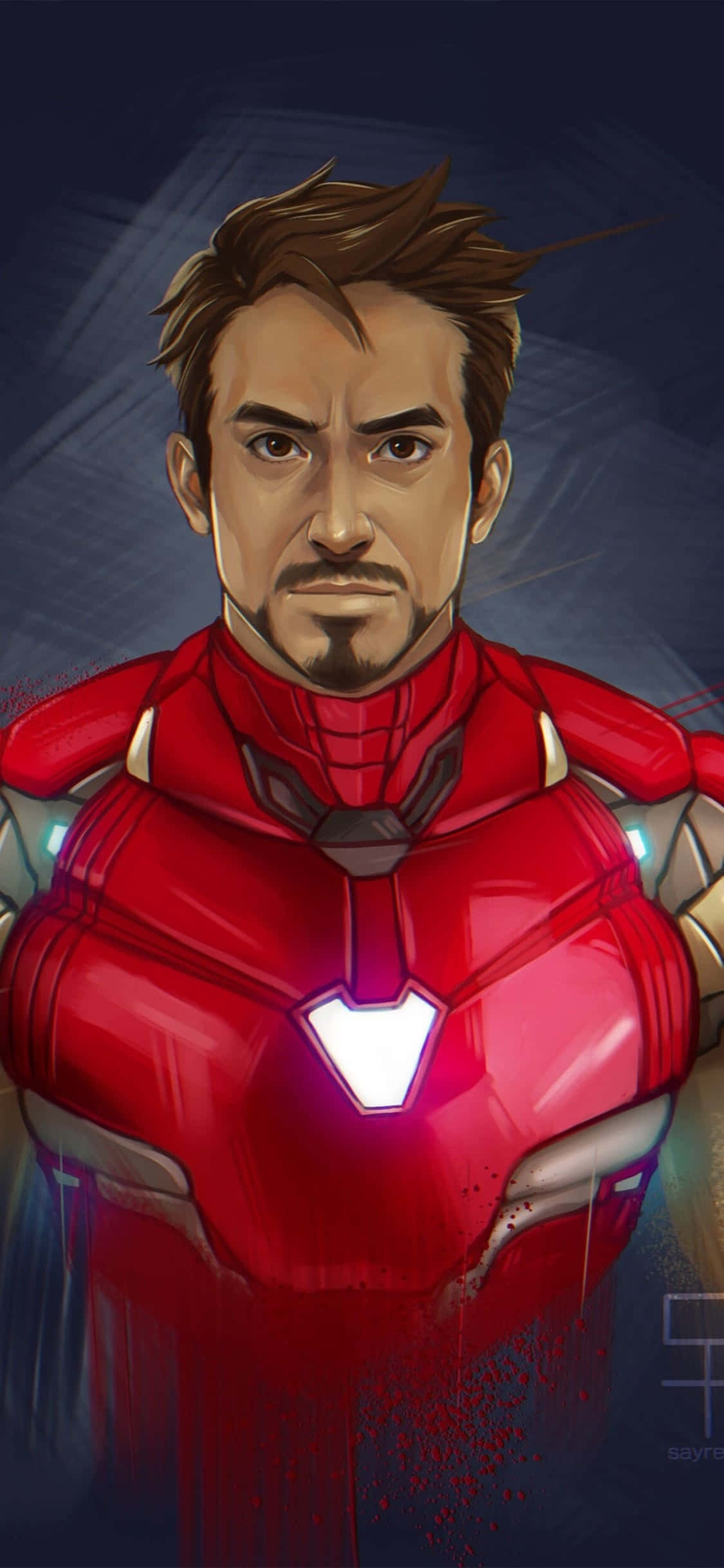 Φόντο iPhone X Iron Man με Fanart Ζωγραφική Ταπετσαρία