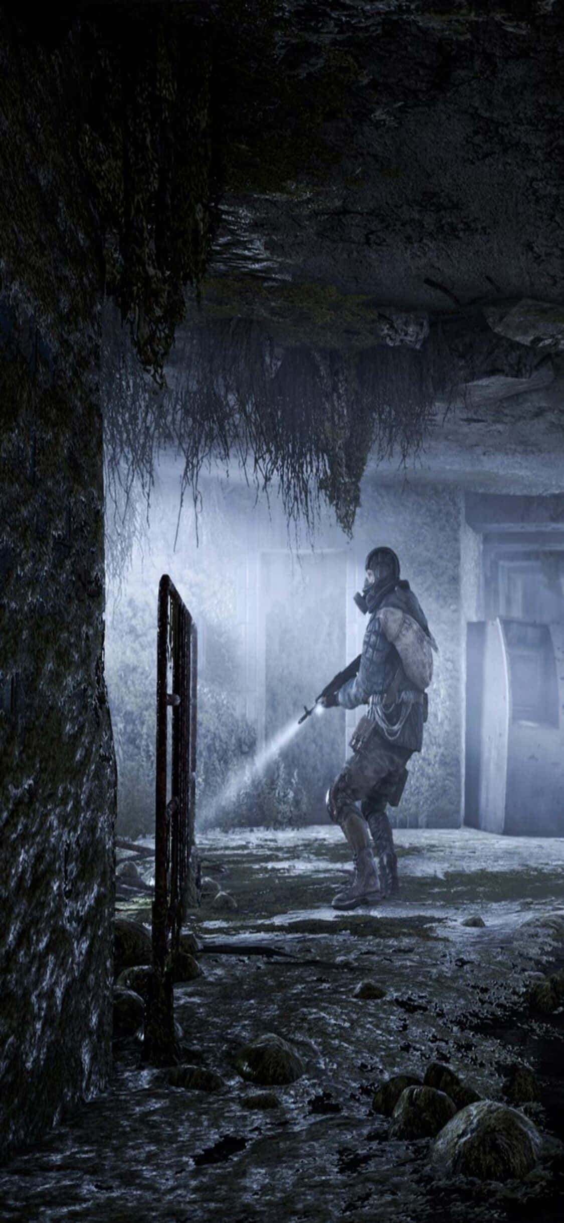Χαρακτήρας με Φακό iPhone X Metro Last Light Φόντο Ταπετσαρία
