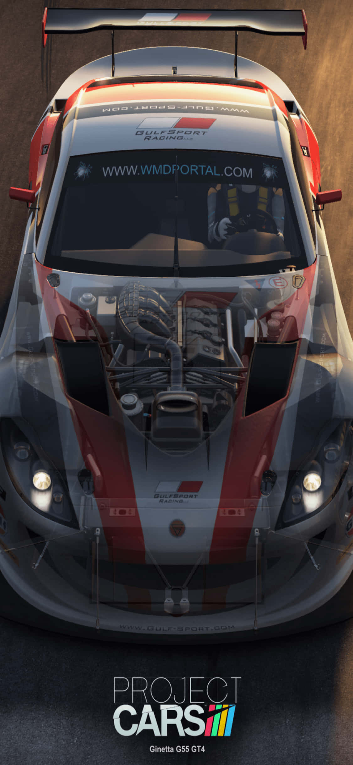 Φόντο iPhone X Project Cars Γκρι με Κόκκινες Ρίγες Aston Martin V8 Ταπετσαρία