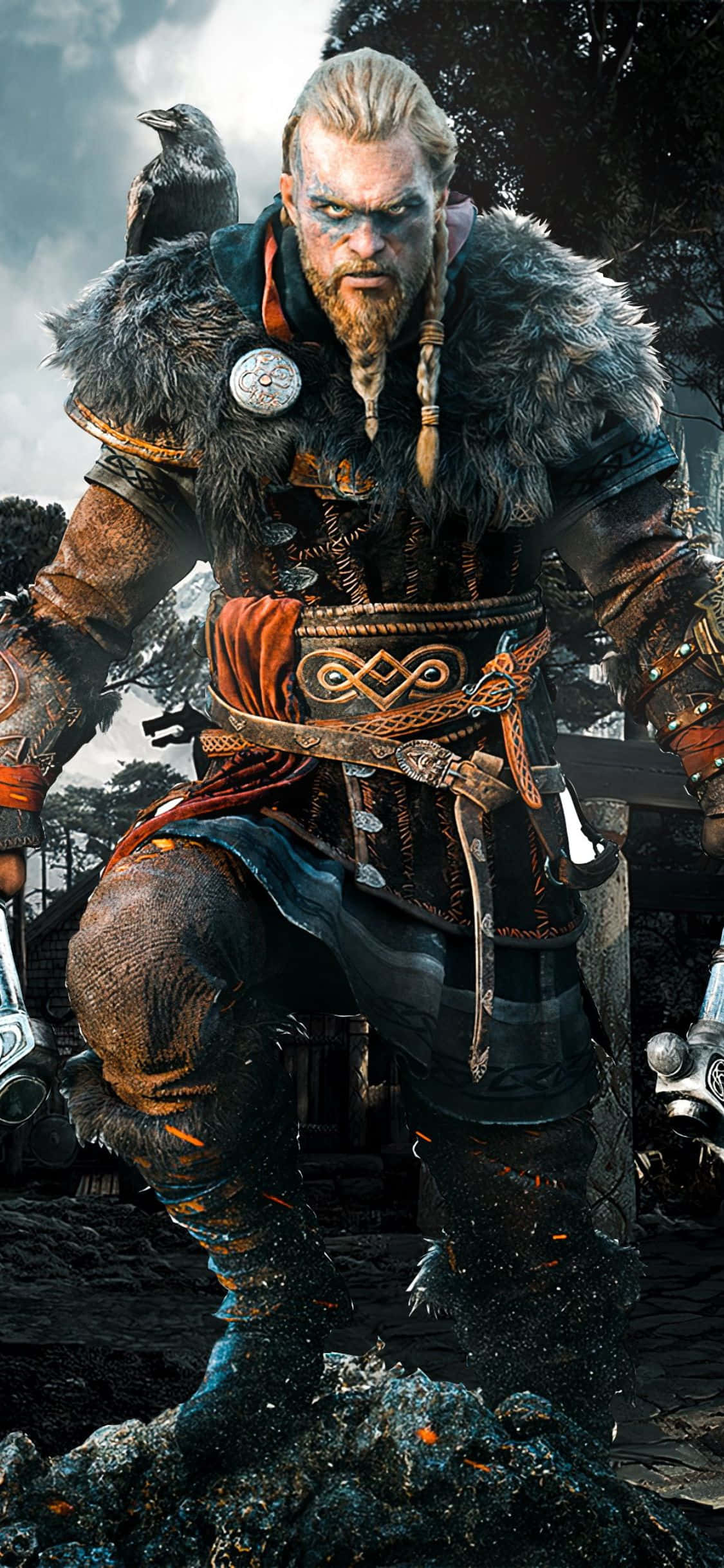 iPhone Xs Assassin's Creed Valhalla Eivor Βγαίνοντας από τη Θάλασσα Φόντο Ταπετσαρία